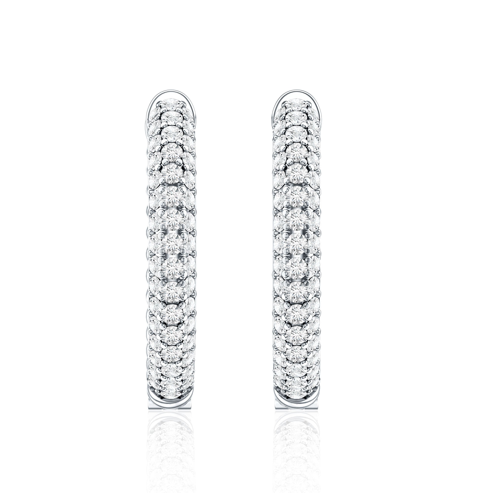 Classic Diamond Hinged Hoop Earrings with Certificate Natural - ( HI-SI ) - Rosec Jewels