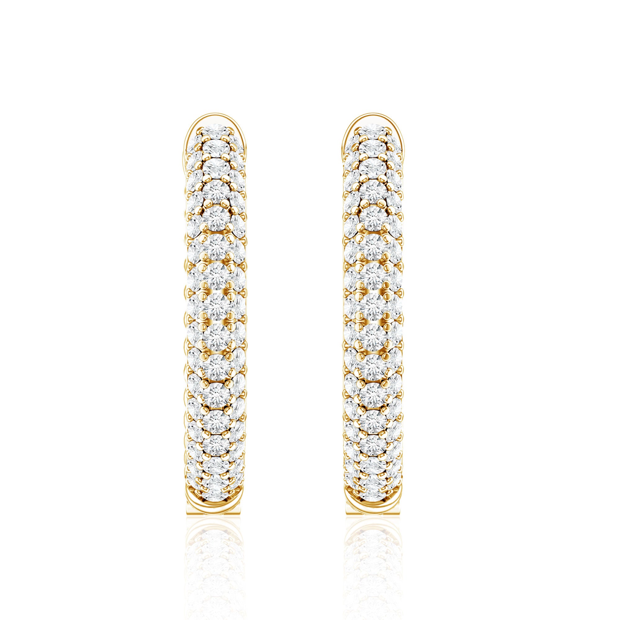 Classic Diamond Hinged Hoop Earrings with Certificate Natural - ( HI-SI ) - Rosec Jewels