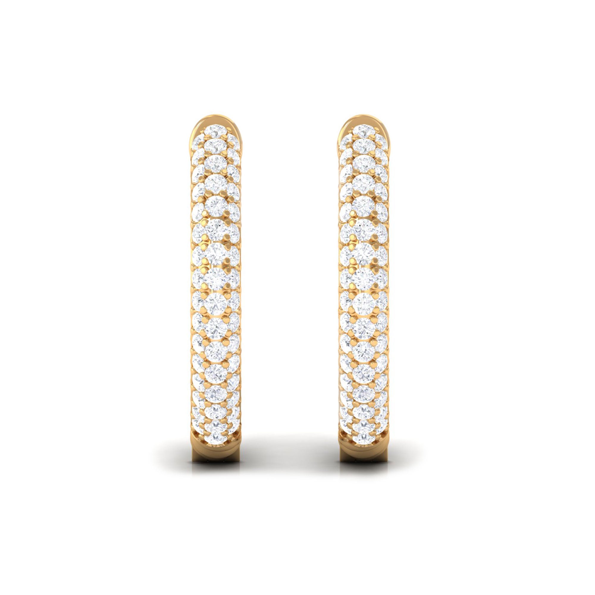 Rosec Jewels-1/2 CT Pave Set Round Diamond Minimal Hinged Hoop Earrings