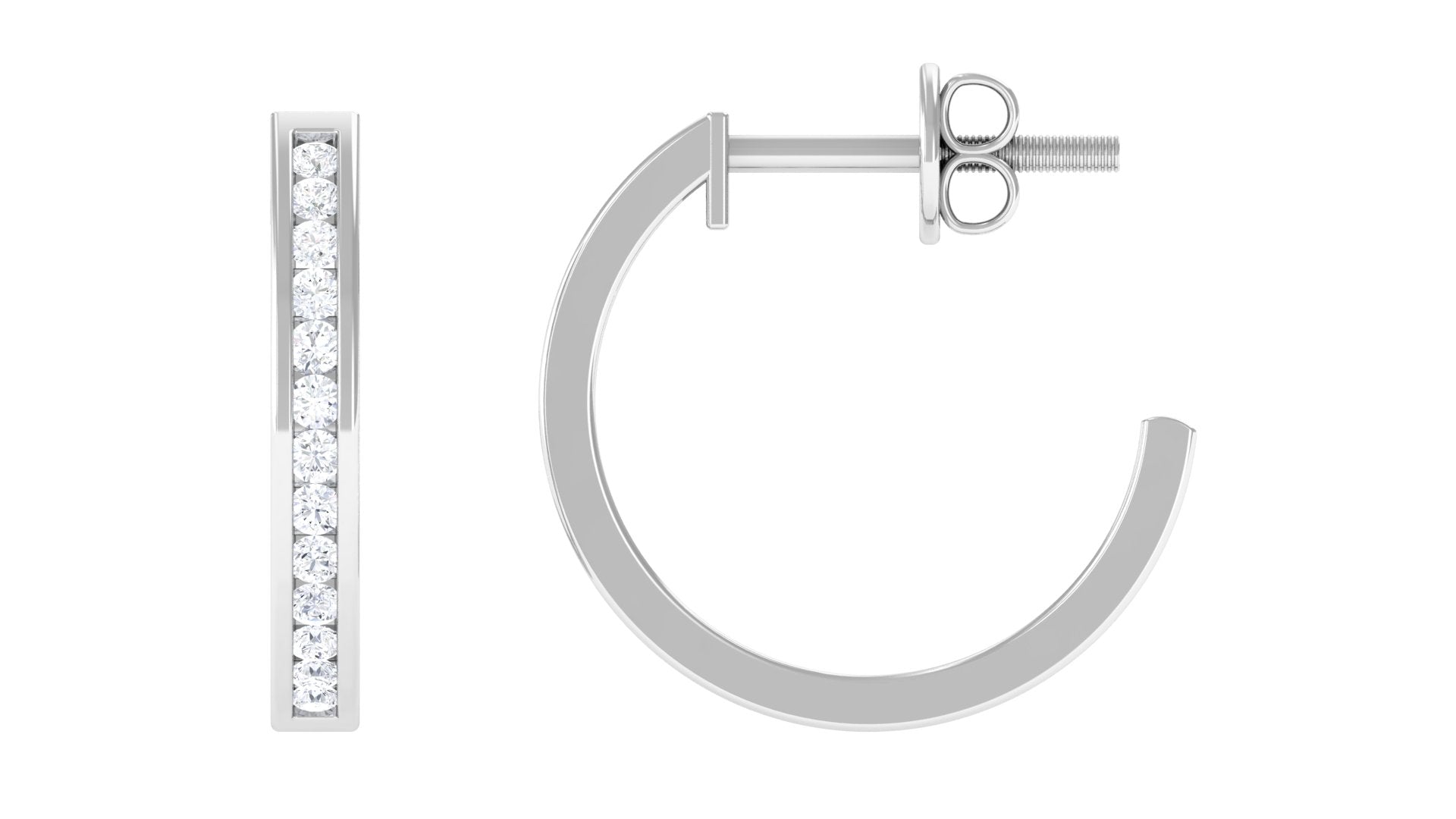 Rosec Jewels-Channel Set Round Diamond Hinged Hoop Earrings