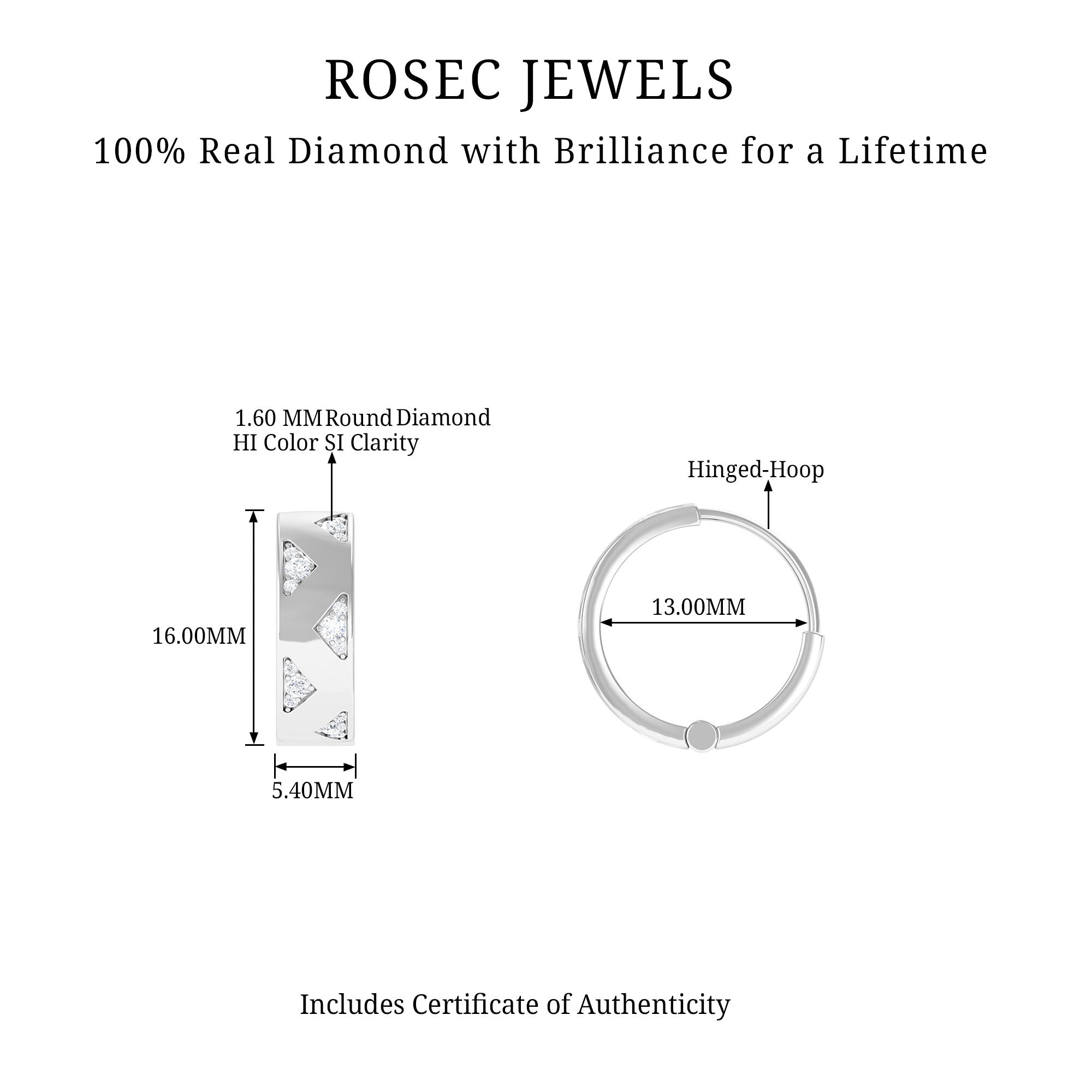 Rosec Jewels-Small Gold Hoop Earrings with Diamond Accents