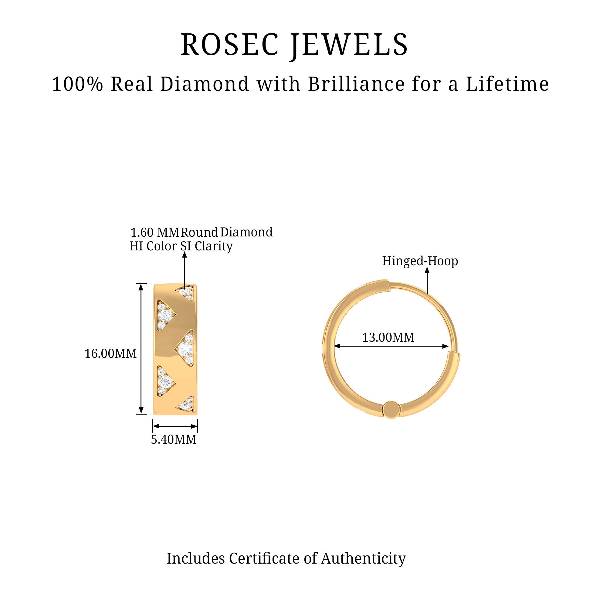 Rosec Jewels-Small Gold Hoop Earrings with Diamond Accents