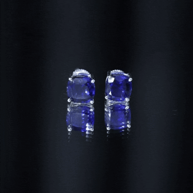 3 CT Lab Grown Blue Sapphire Solitaire Stud Earring With Certificate AAAA - Rosec Jewels