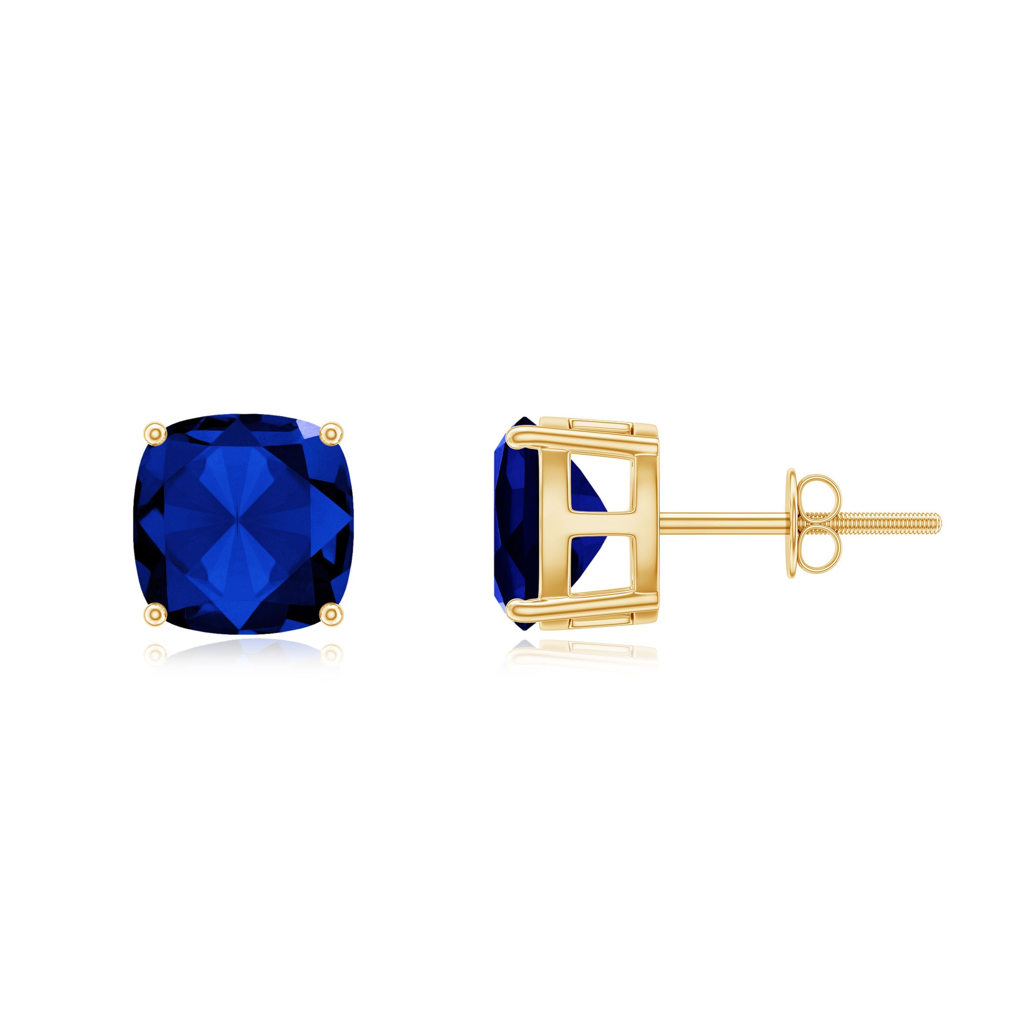 3 CT Lab Grown Blue Sapphire Solitaire Stud Earring With Certificate AAAA - Rosec Jewels