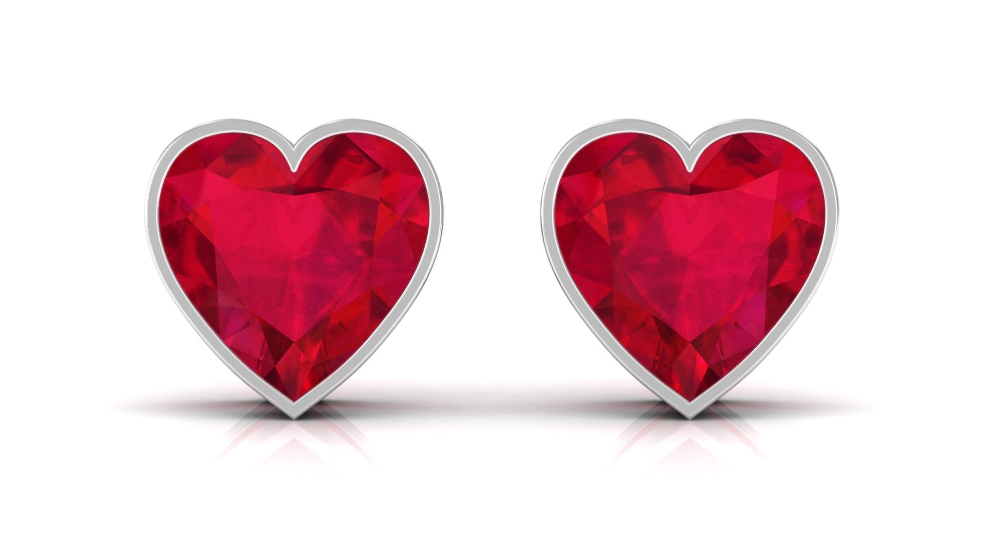 4 Carat Heart Shape Lab Grown Ruby Stud Earrings for Women AAAA - Rosec Jewels