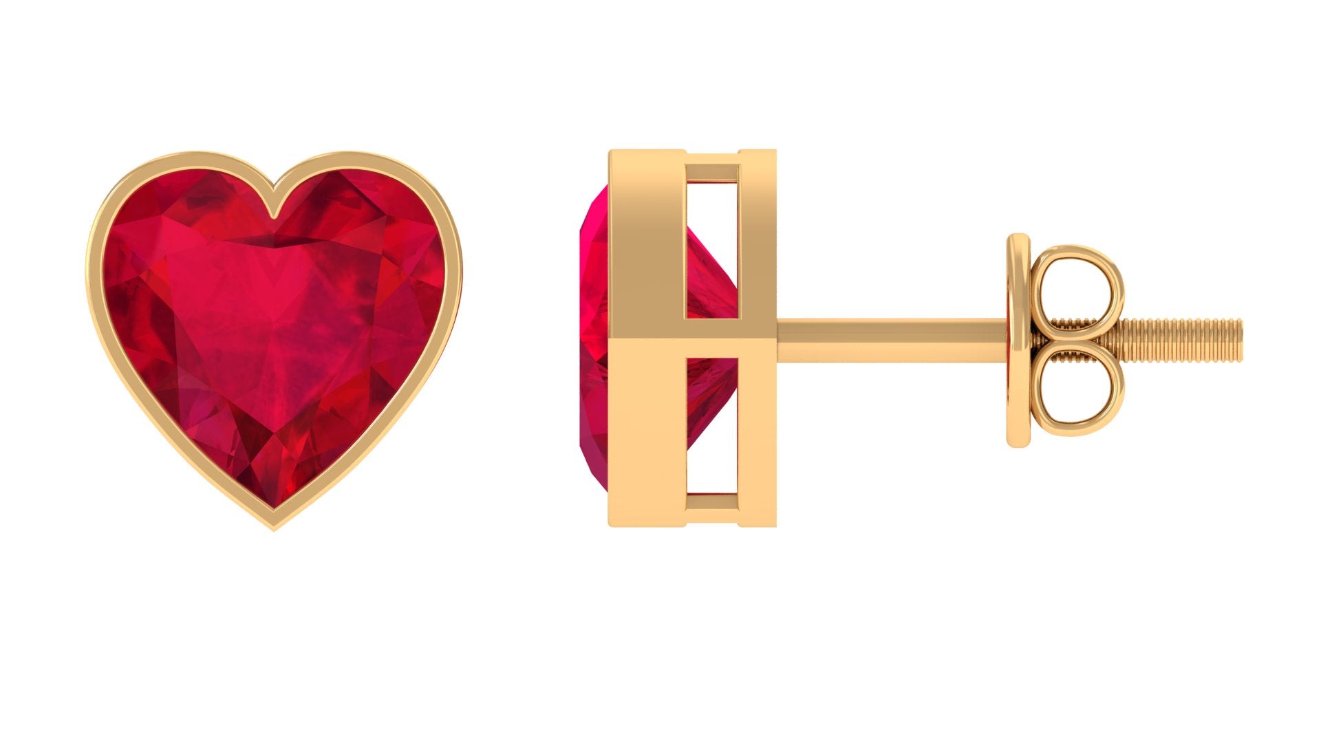 4 Carat Heart Shape Lab Grown Ruby Stud Earrings for Women AAAA - Rosec Jewels