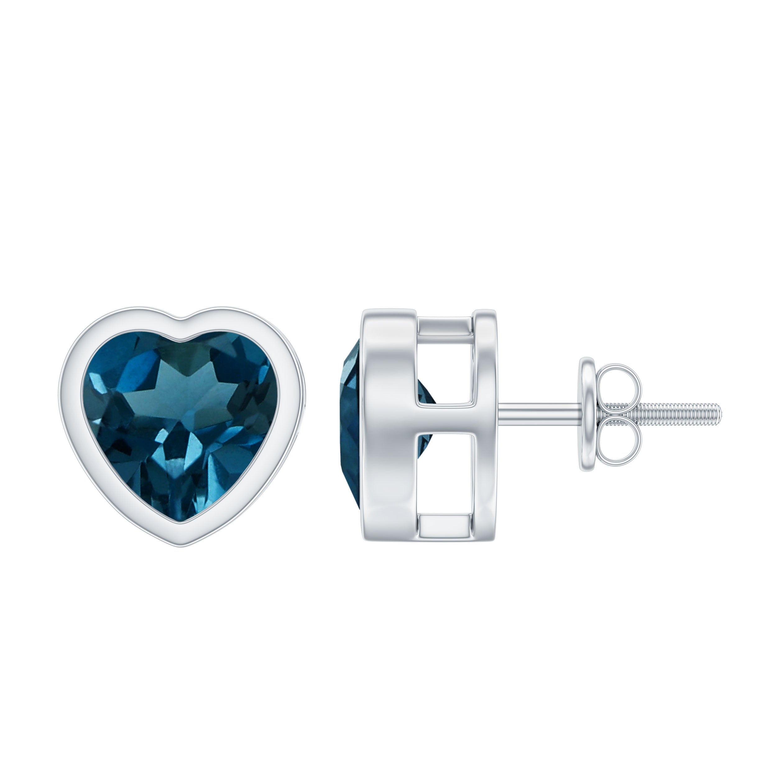 3 CT London Blue Topaz Heart Stud Earrings for Women AAA - Rosec Jewels