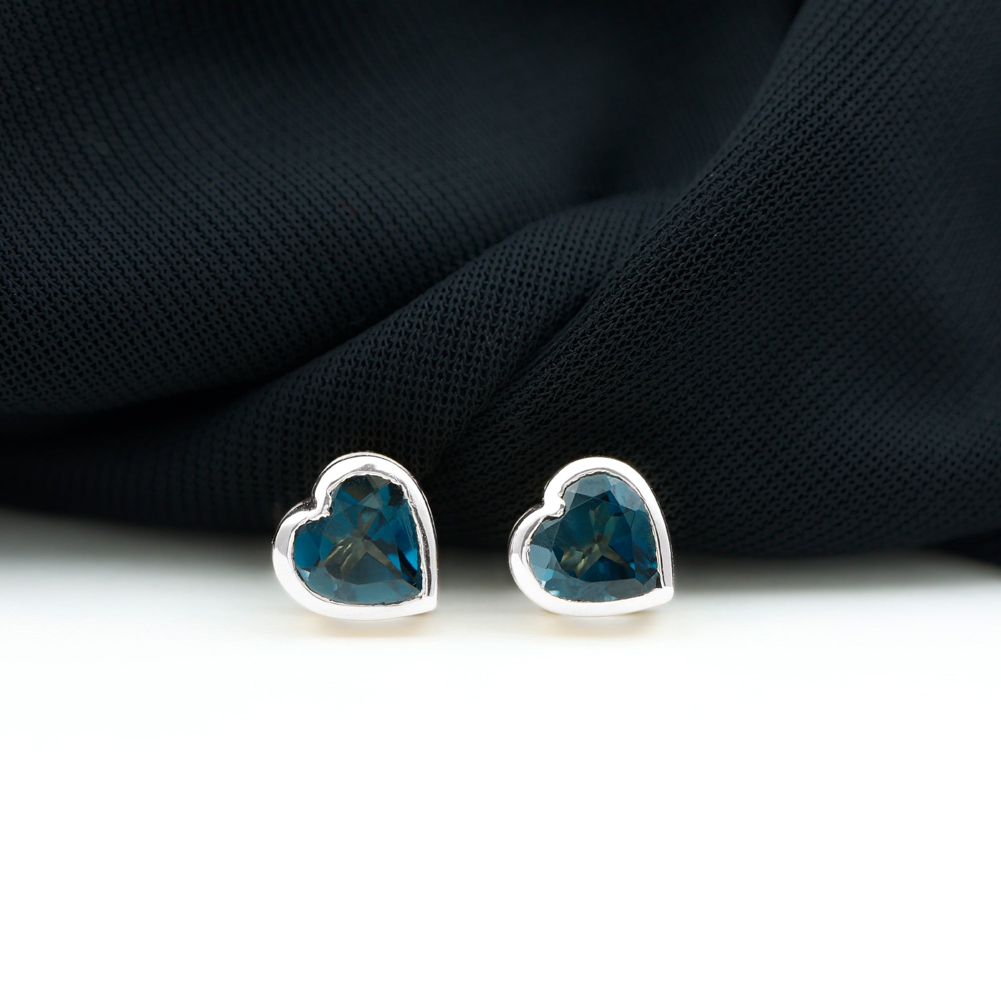 3 CT London Blue Topaz Heart Stud Earrings for Women AAA - Rosec Jewels