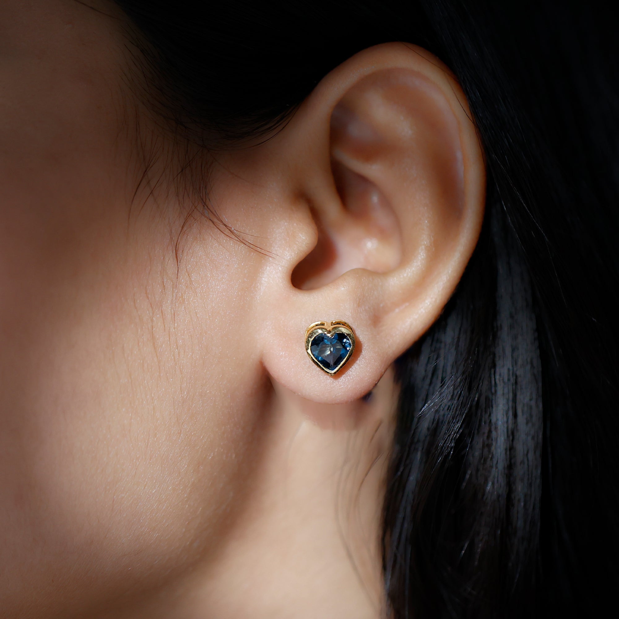 3 CT London Blue Topaz Heart Stud Earrings for Women AAA - Rosec Jewels