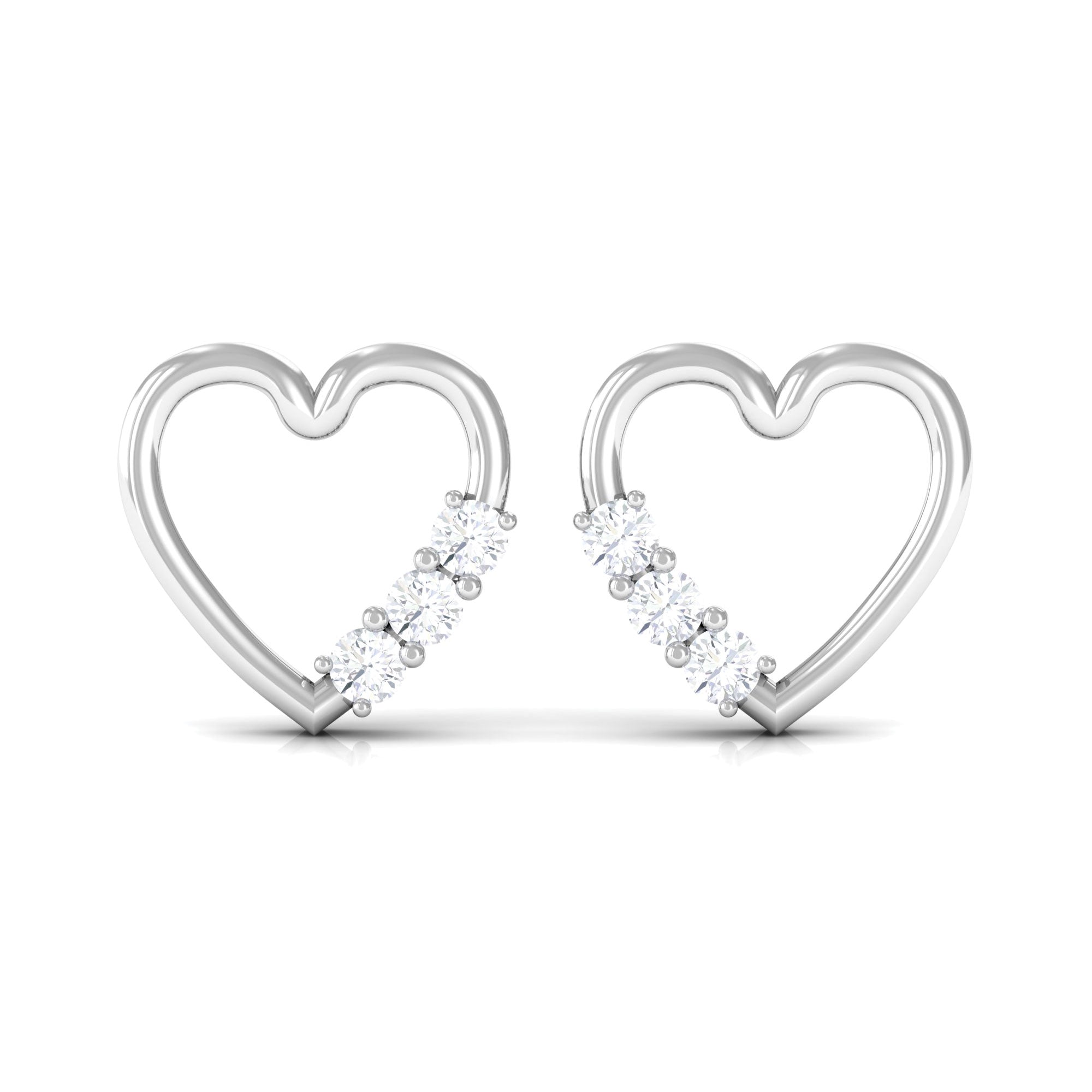 Diamond Heart Shape Stud Earring for Women Natural - ( HI-SI ) - Rosec Jewels