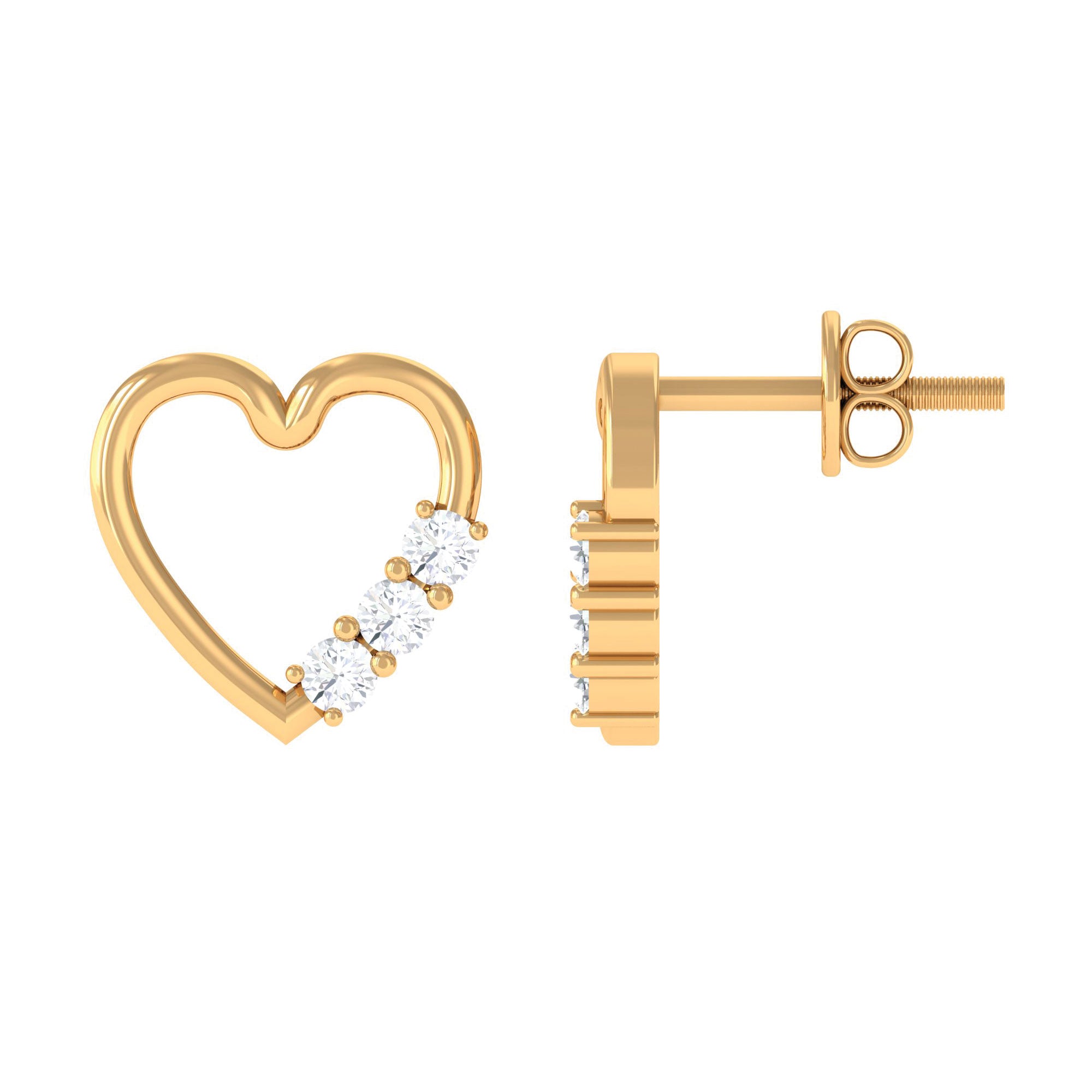 Diamond Heart Shape Stud Earring for Women Natural - ( HI-SI ) - Rosec Jewels