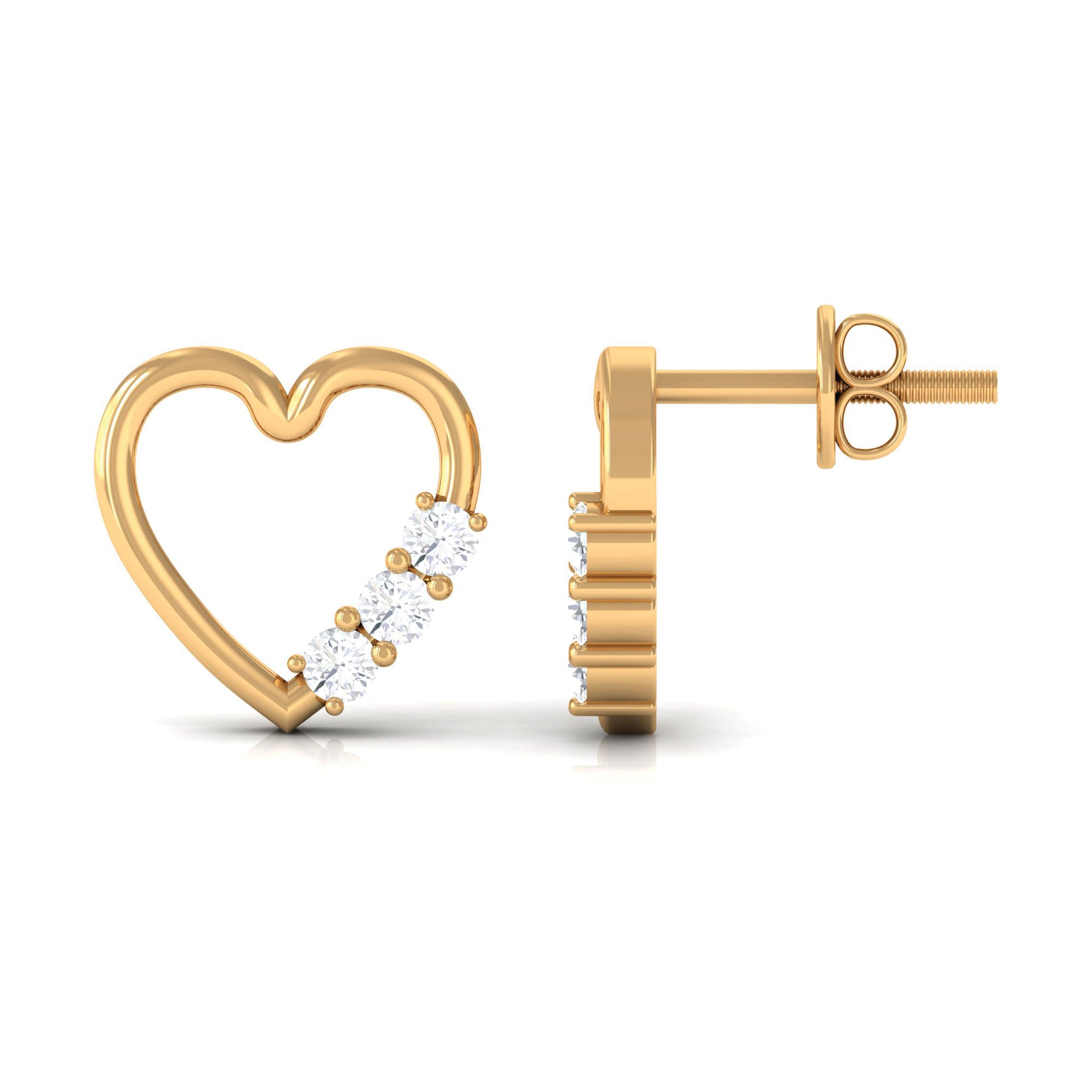 Diamond Heart Shape Stud Earring for Women Natural - ( HI-SI ) - Rosec Jewels