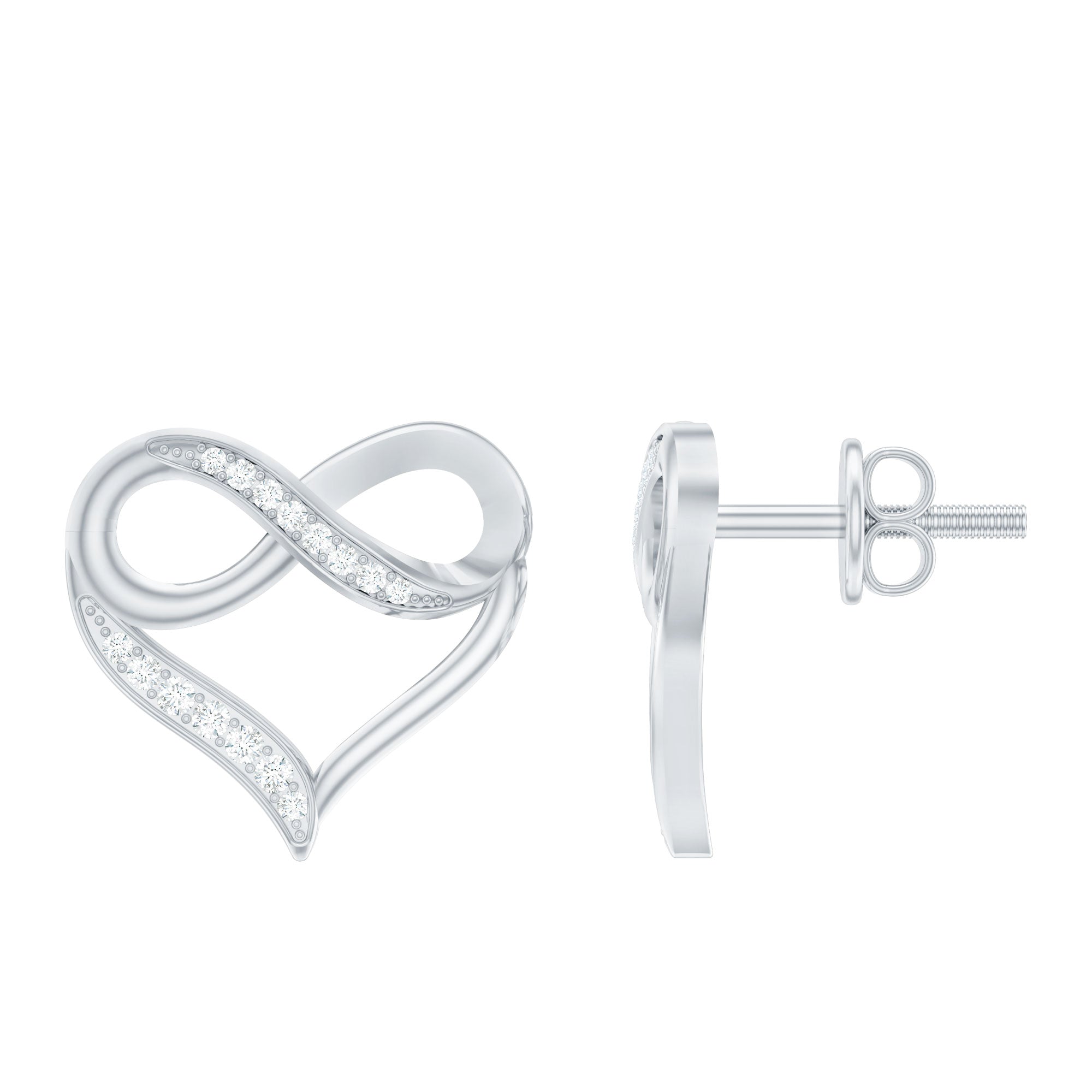 Boucles d'oreilles moissanite infini et cœur en or