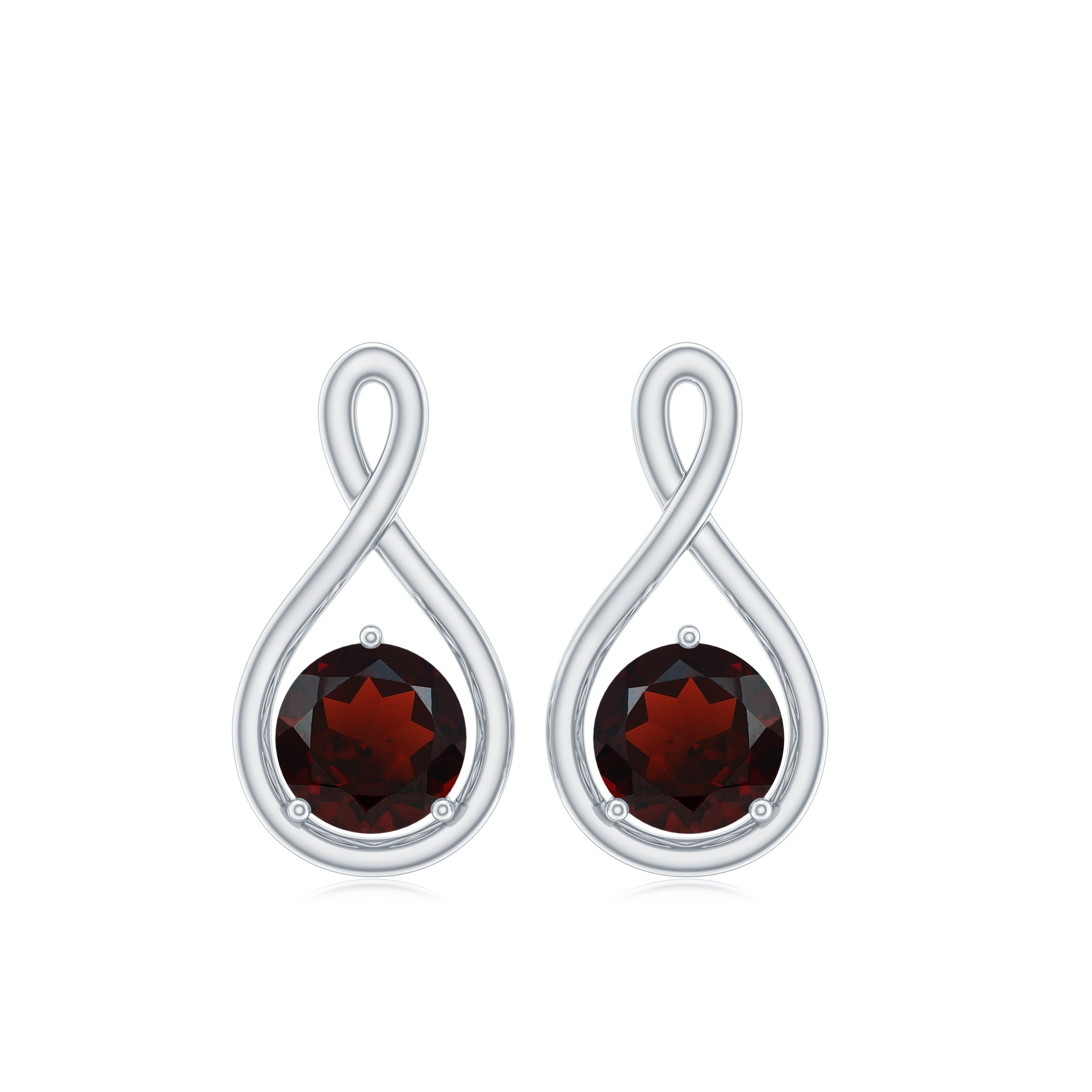 0.6 Carat Round Shaped Garnet Infinity Stud Earrings AAA - Rosec Jewels