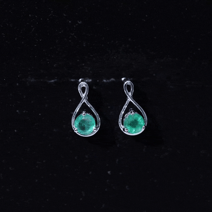 1 Carat Round Cut Emerald Solitaire Stud Earrings AAA - Rosec Jewels