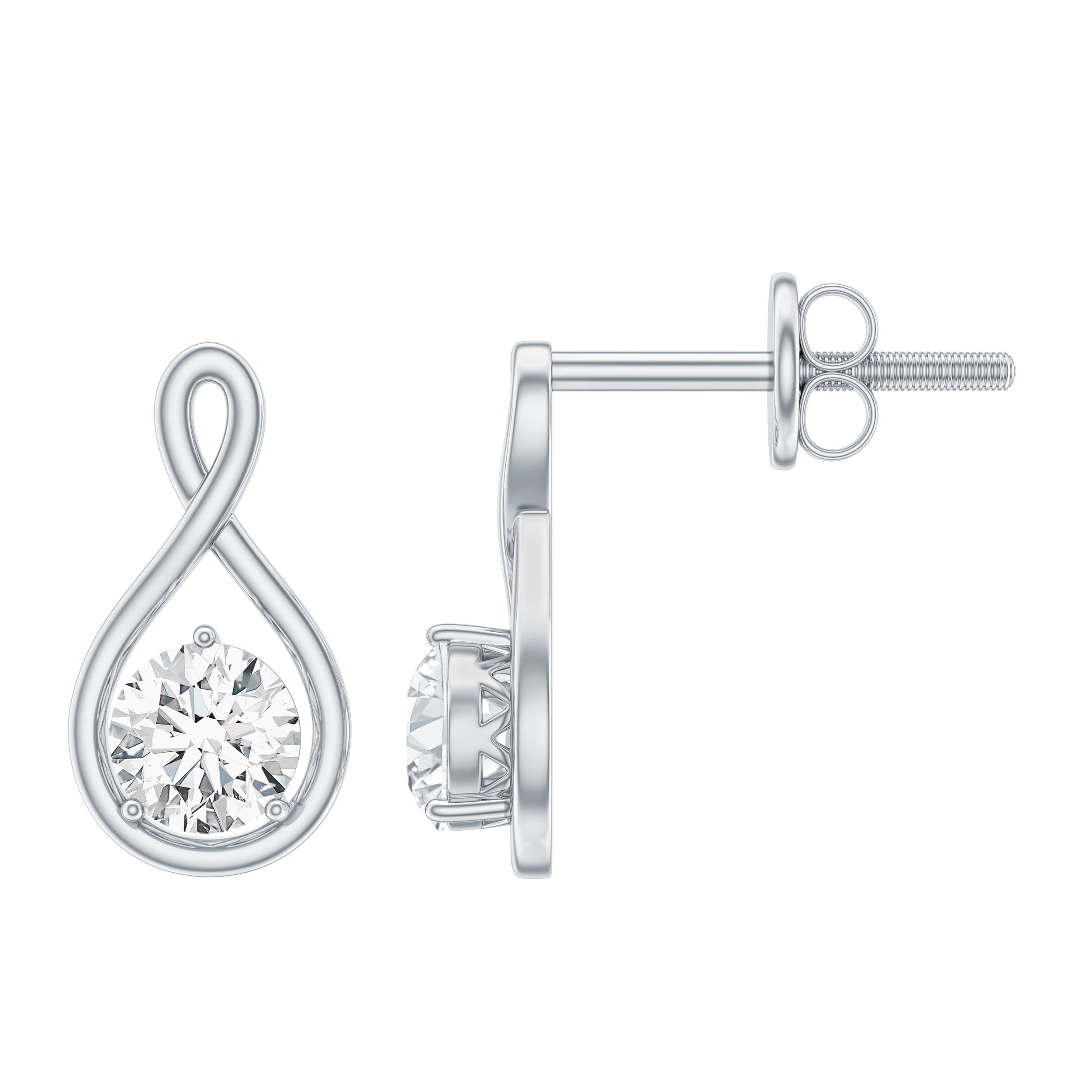 0.6 CT Round Cut Moissanite Infinity Stud Earrings D-VS1 - Rosec Jewels