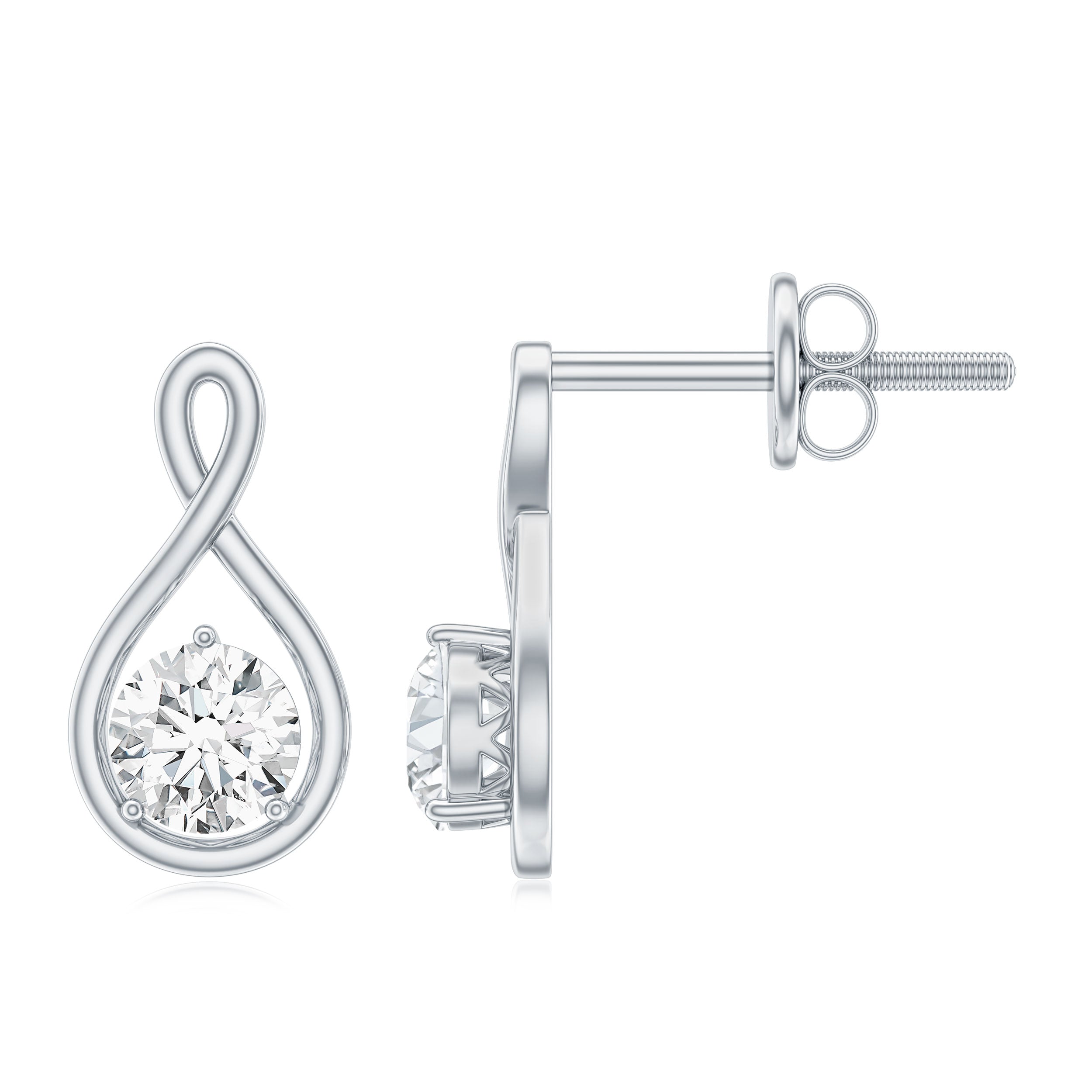 0.6 CT Round Cut Moissanite Infinity Stud Earrings D-VS1 - Rosec Jewels