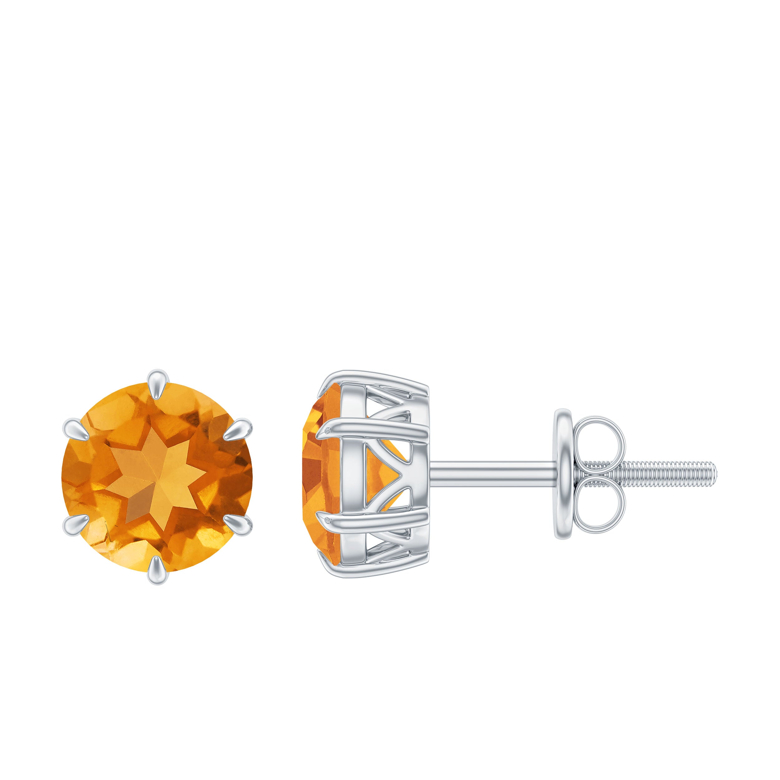 2.4 Carat Claw Set Citrine Solitaire Stud Earrings AAA - Rosec Jewels