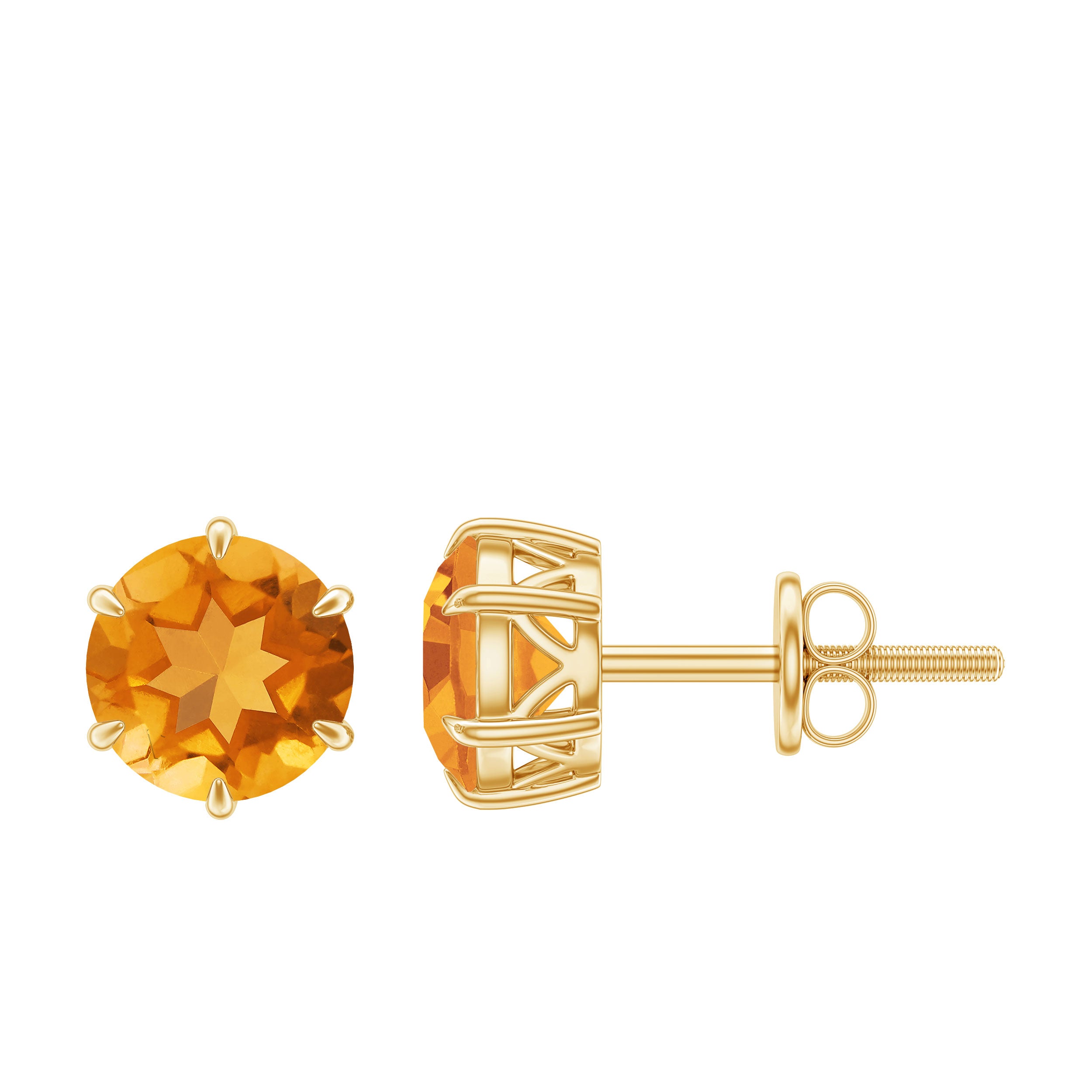 2.4 Carat Claw Set Citrine Solitaire Stud Earrings AAA - Rosec Jewels