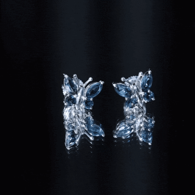 Butterfly Stud Earrings with London Blue Topaz AAA - Rosec Jewels