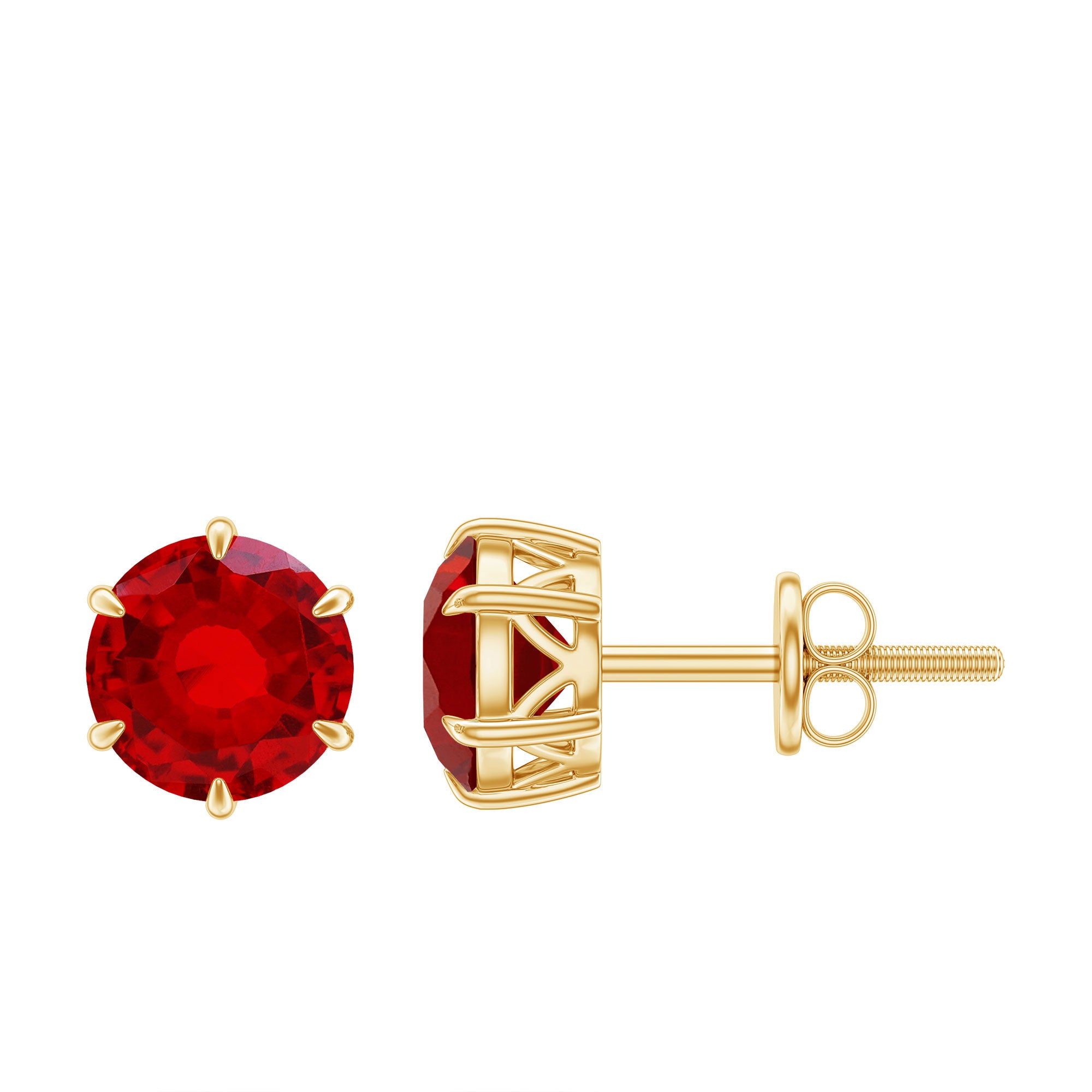 2.7 Carat Round Cut Solitaire Lab Created Ruby Stud Earrings AAAA - Rosec Jewels