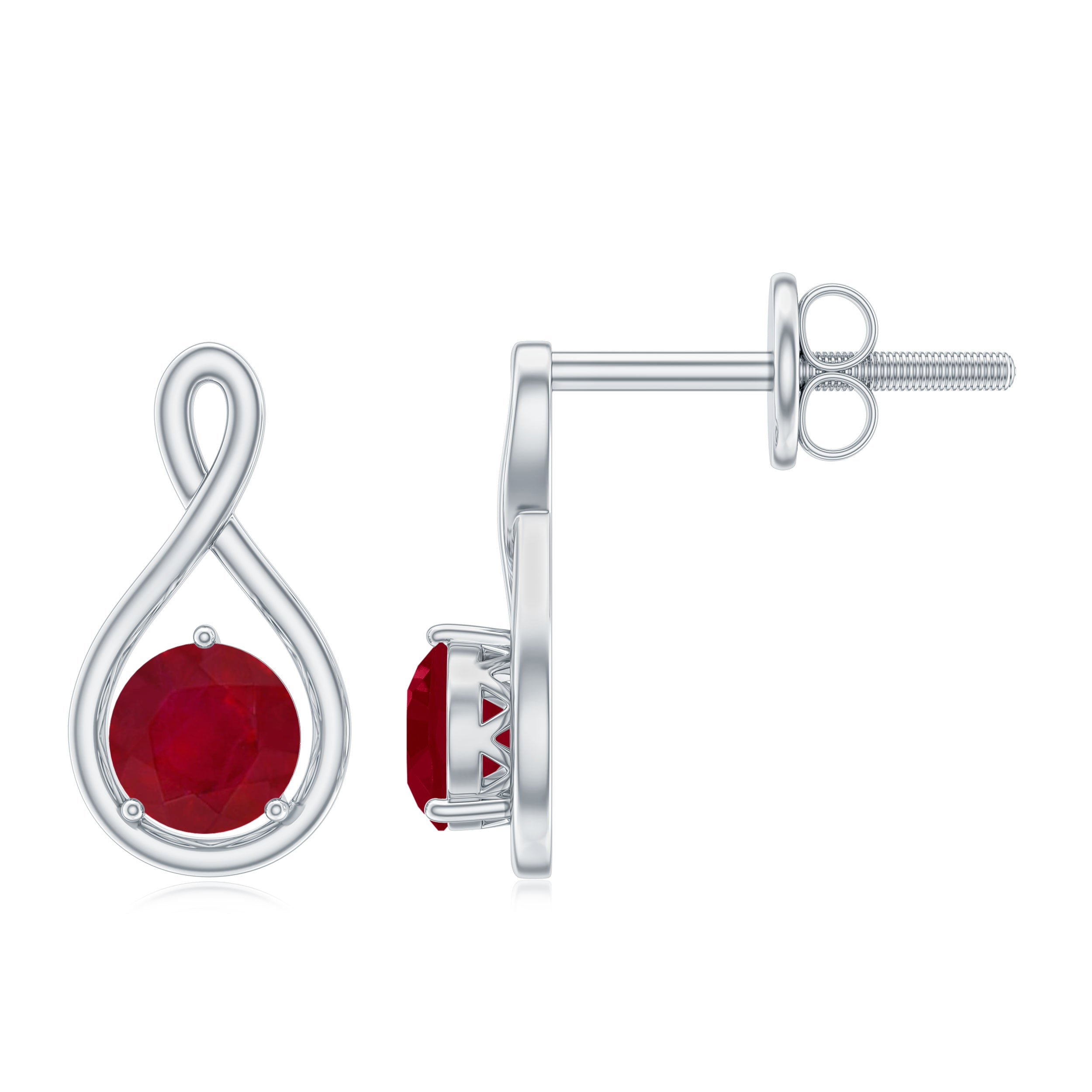 1/2 CT Solitaire Ruby Infinity Stud Earrings AAA - Rosec Jewels