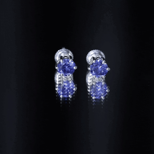 2 CT Lab Created Blue Sapphire Stud Earrings in 6 Prong Setting AAAA - Rosec Jewels