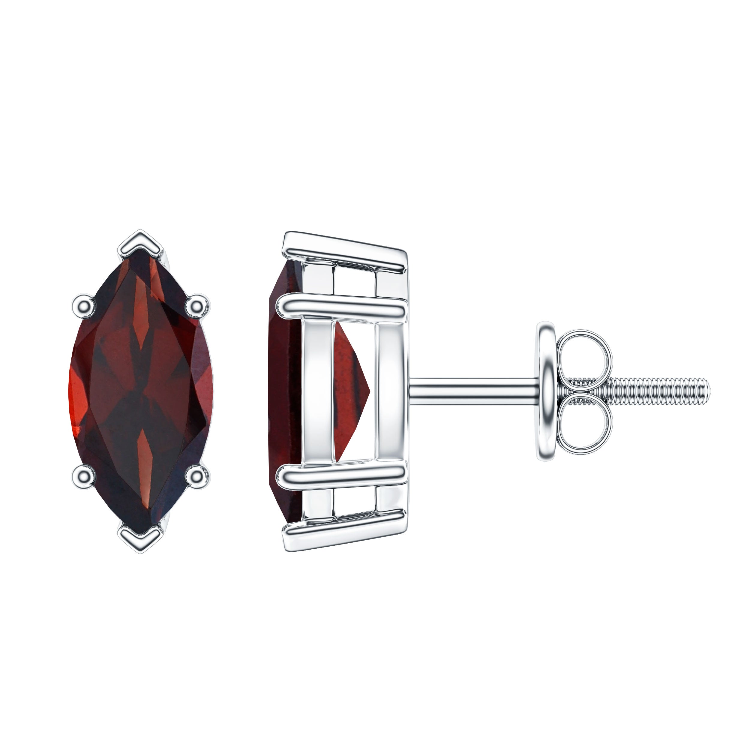 1.5 Carat Marquise Shape Garnet Solitaire Stud Earrings AAA - Rosec Jewels