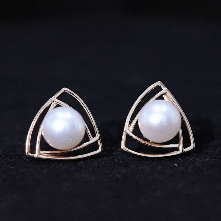 Round Shape Freshwater Pearl Statement Stud Earrings AAA - Rosec Jewels