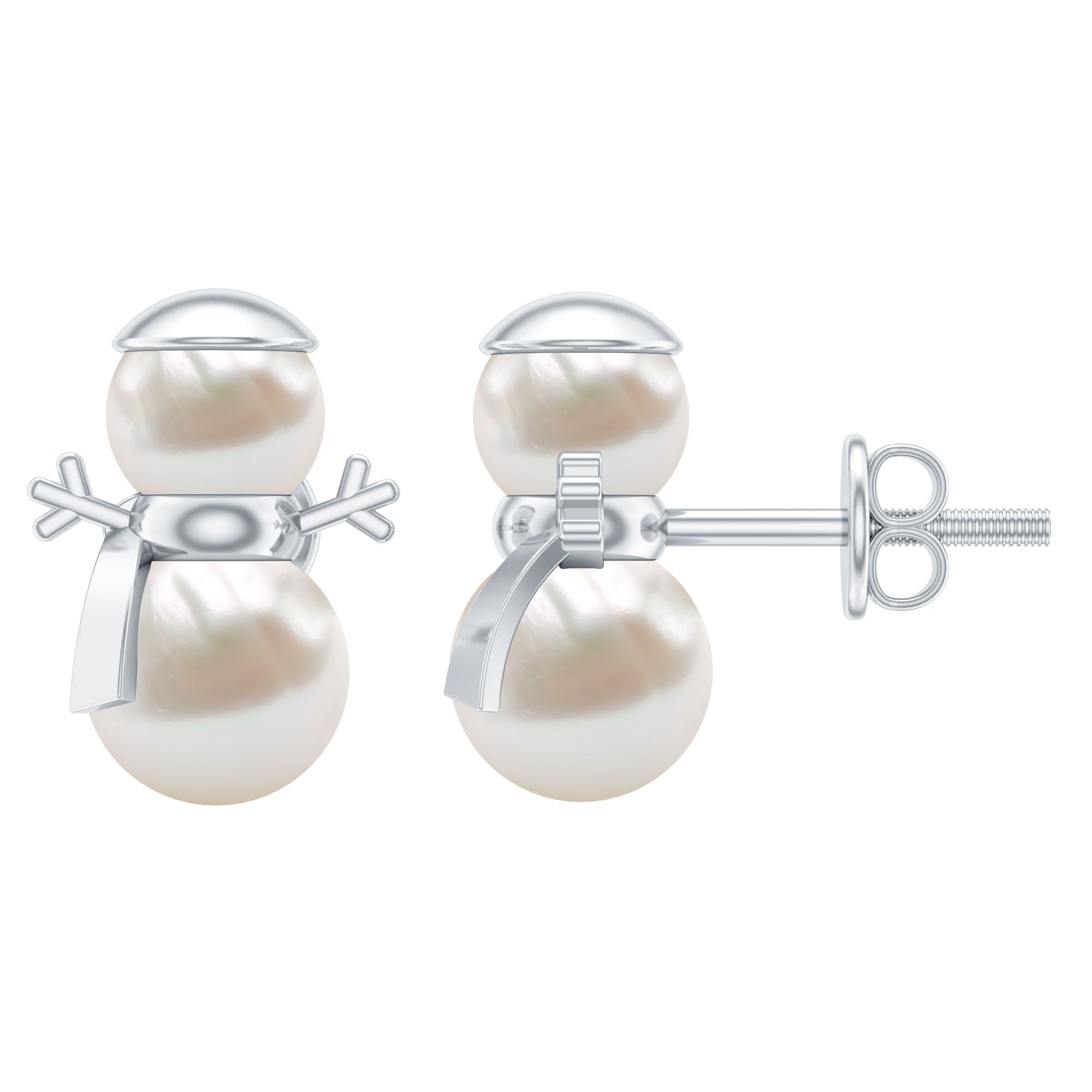 Boucles d'oreilles bonhomme de neige en perles d'eau douce