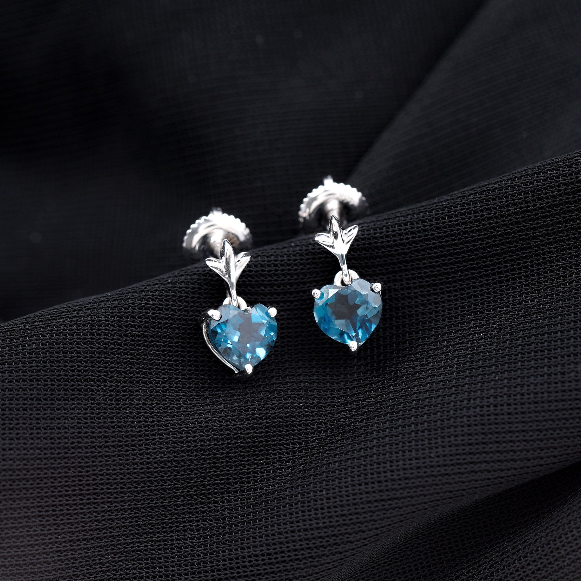 4 Carat London Blue Topaz Heart Drop Earrings for Women AAA - Rosec Jewels