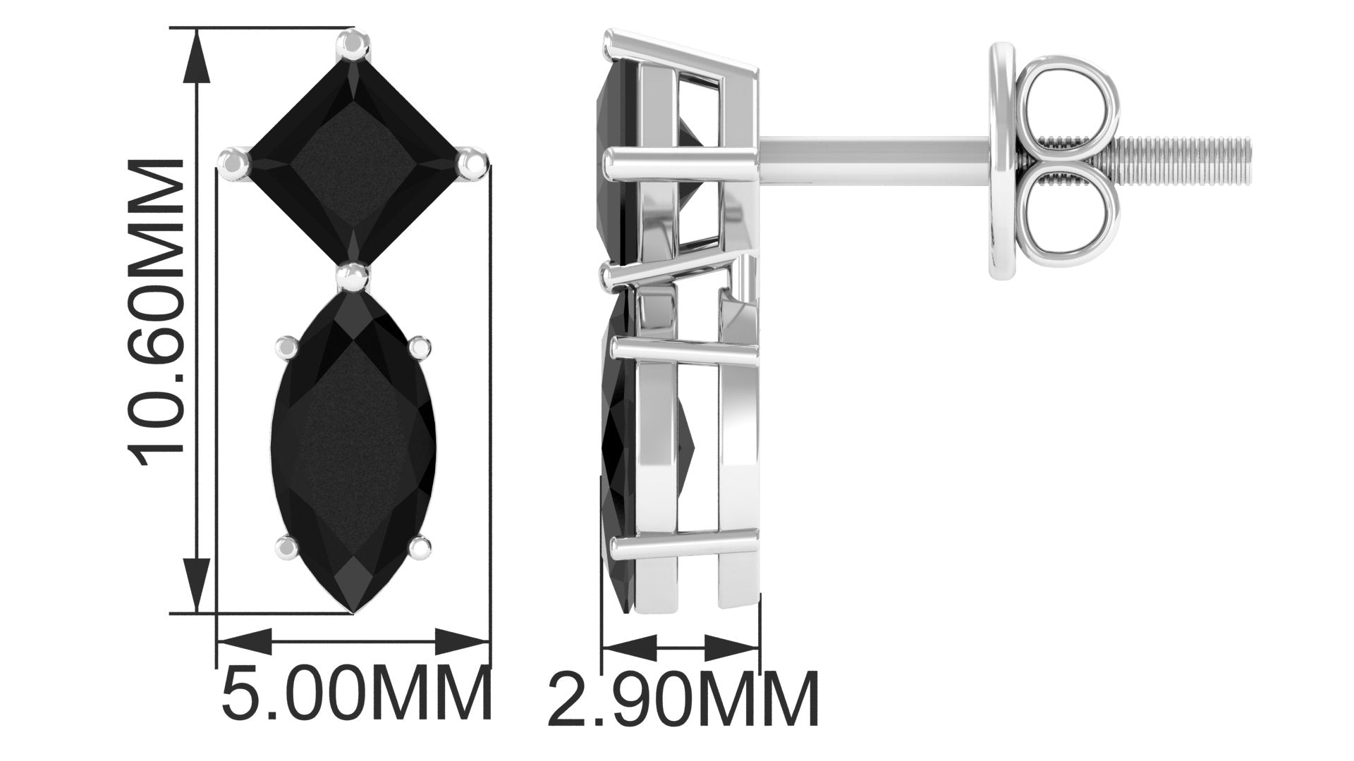 Natural Black Spinel Minimal Stud Earrings AAA - Rosec Jewels