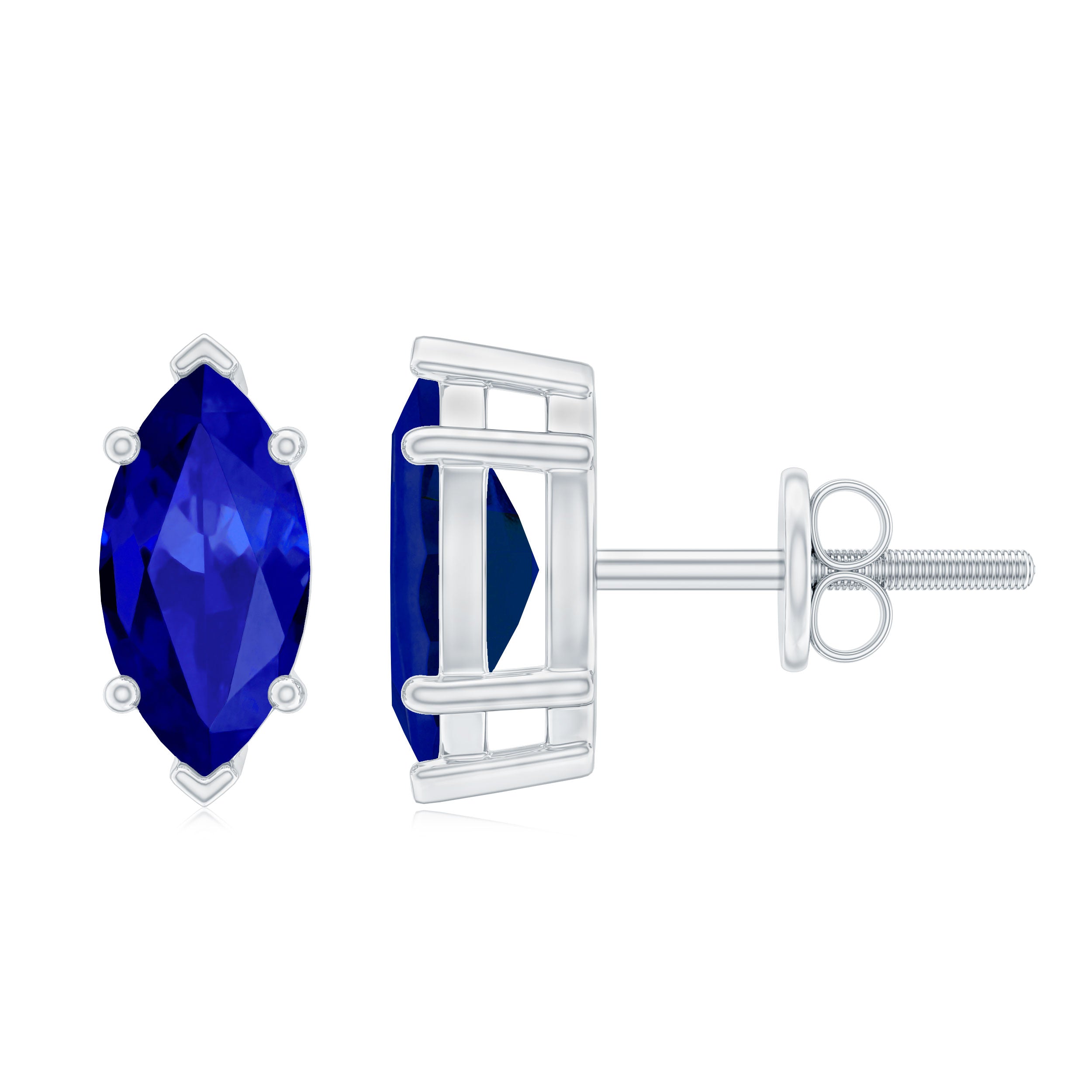 1.5 Carat Marquise Lab Created Blue Sapphire Stud Earrings AAAA - Rosec Jewels