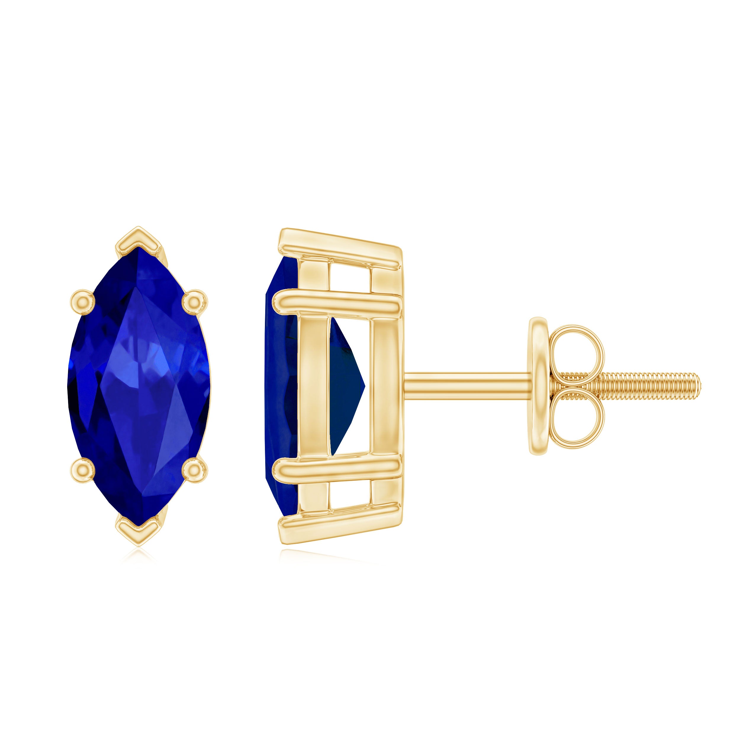 1.5 Carat Marquise Lab Created Blue Sapphire Stud Earrings AAAA - Rosec Jewels
