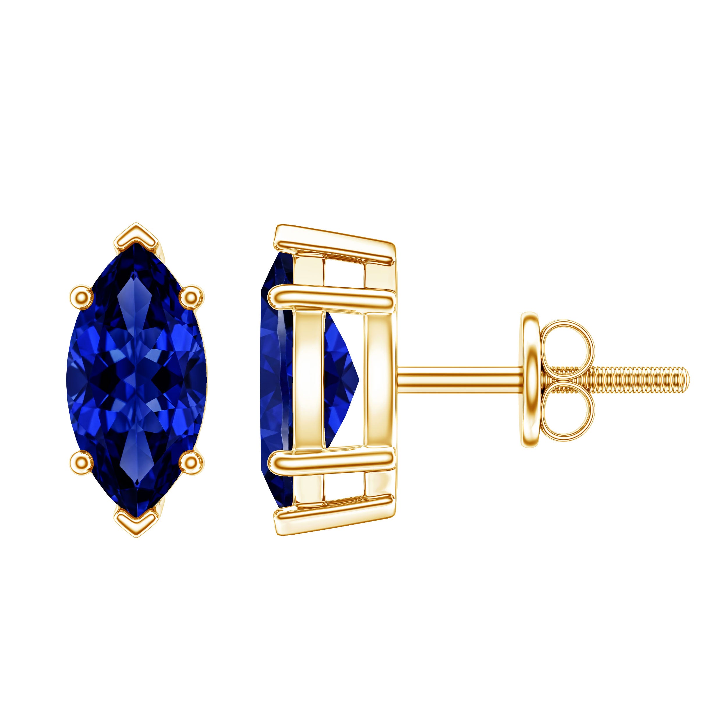 1.5 Carat Marquise Lab Created Blue Sapphire Stud Earrings AAAA - Rosec Jewels