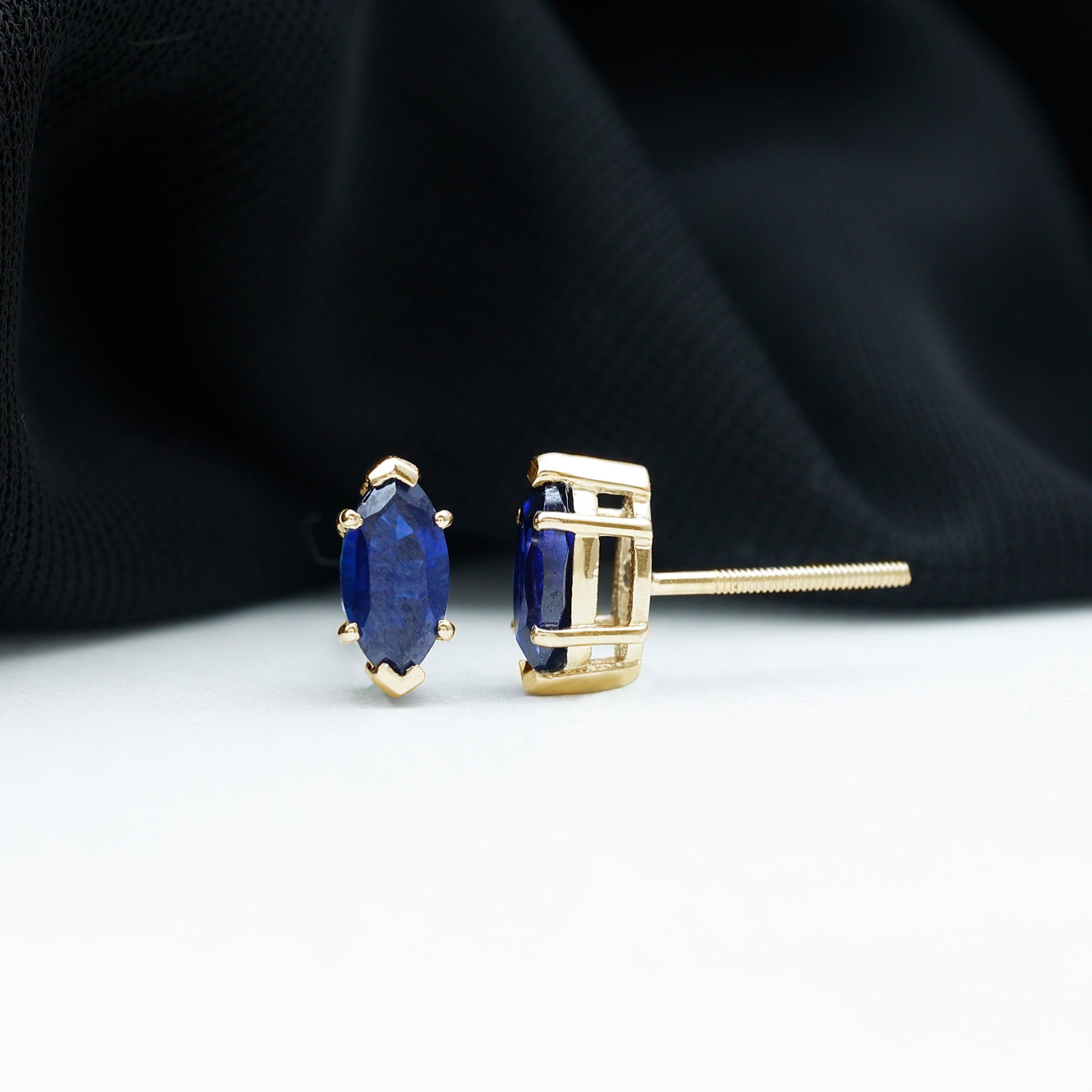 1.5 Carat Marquise Lab Created Blue Sapphire Stud Earrings AAAA - Rosec Jewels