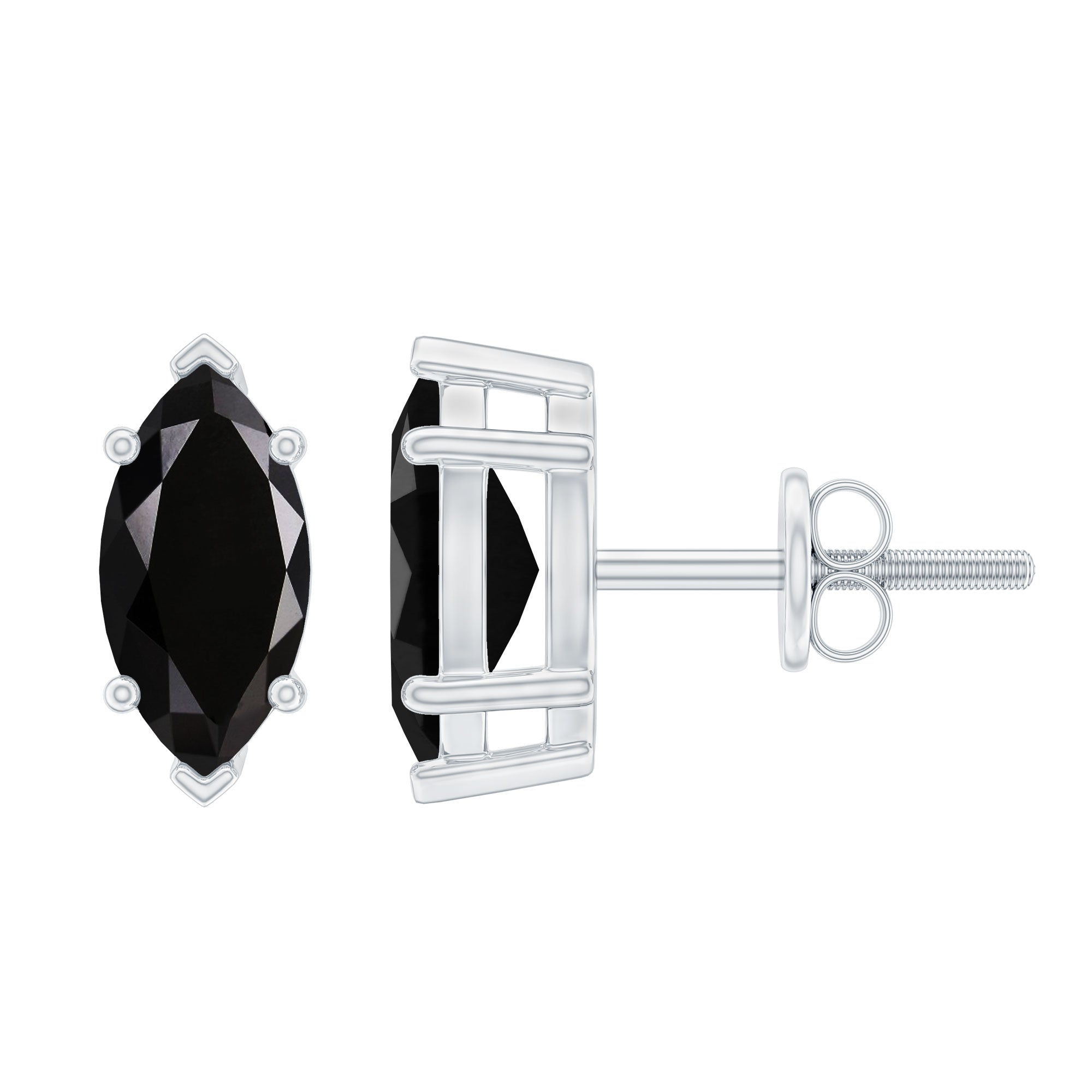 1.68 Carat Marquise Cut Lab Grown Black Diamond Stud Earrings AAAA ( Synthetic ) - Rosec Jewels