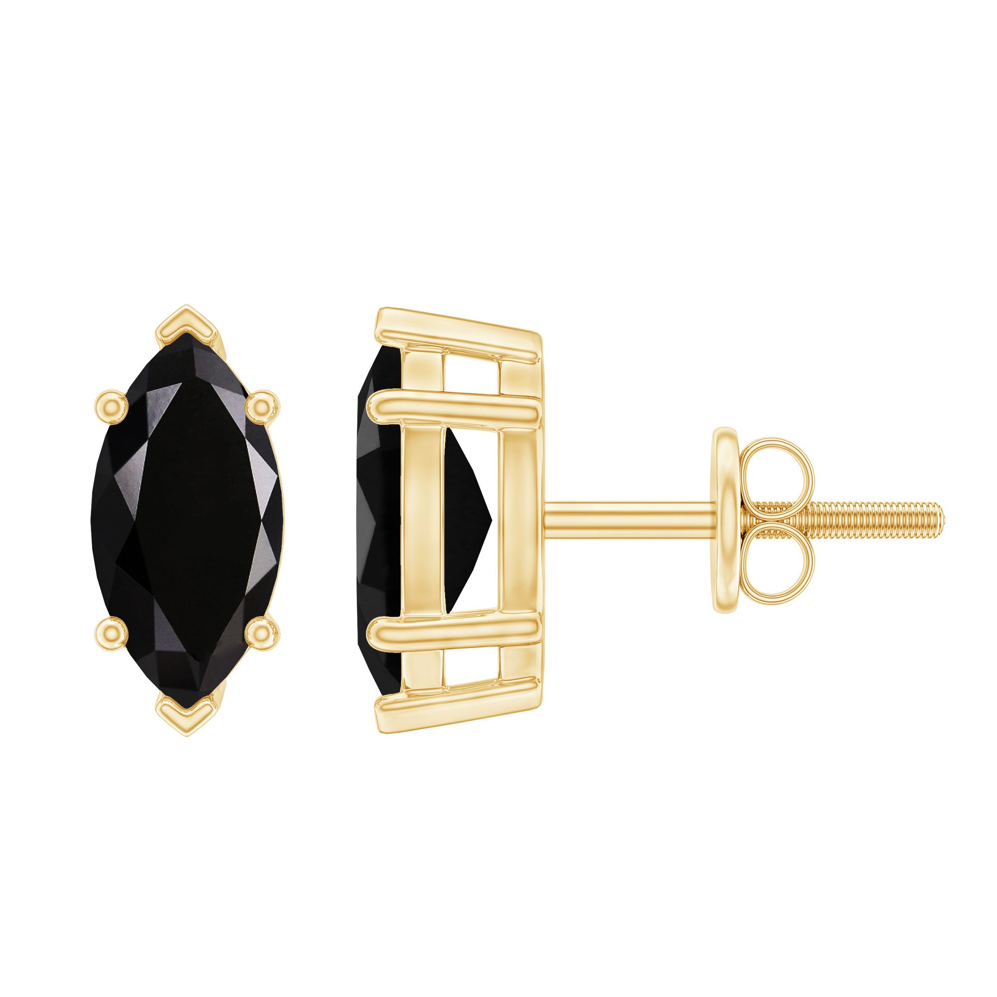 1.68 Carat Marquise Cut Lab Grown Black Diamond Stud Earrings AAAA ( Synthetic ) - Rosec Jewels