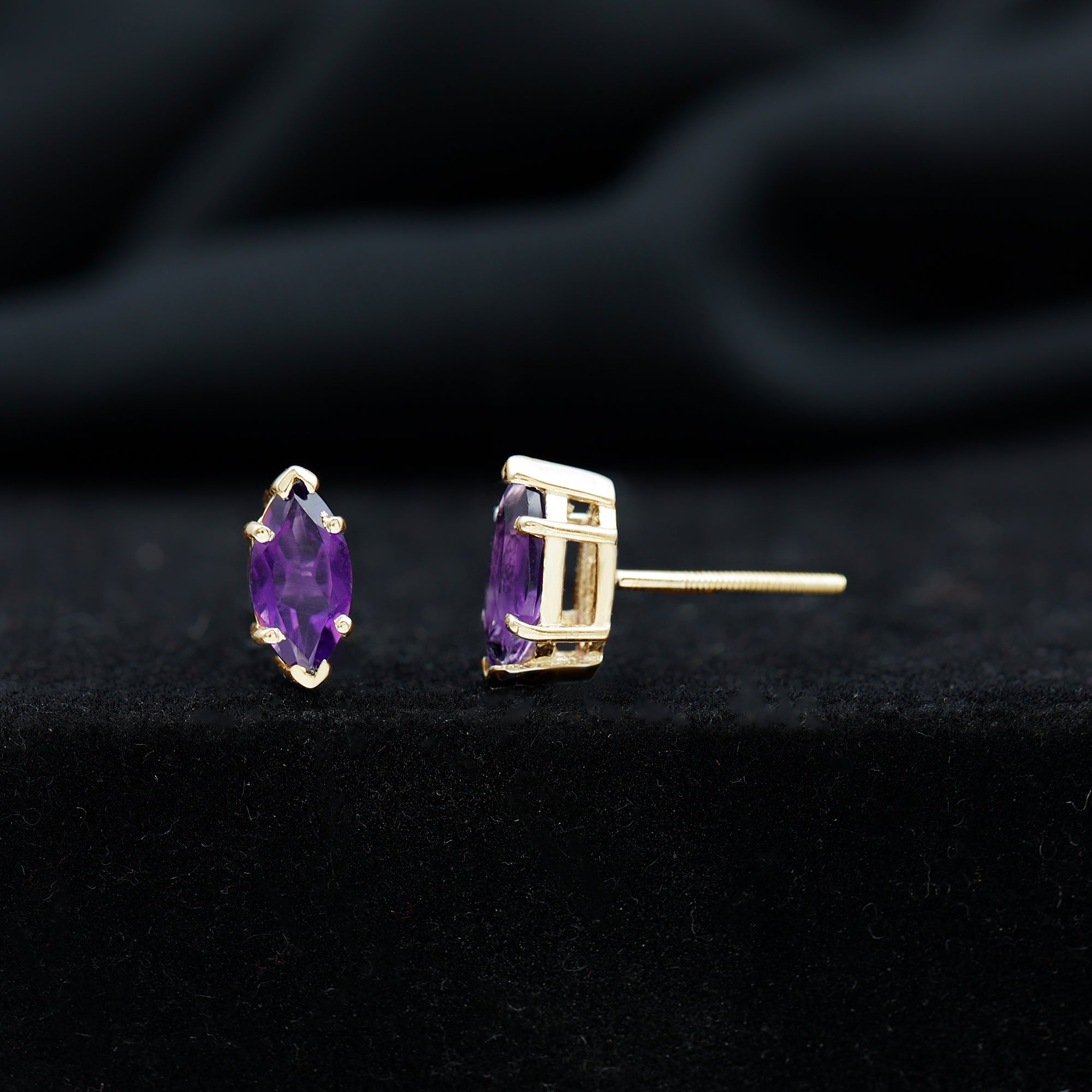 1.48 Carat Marquise Cut Amethyst Solitaire Stud Earrings AAA - Rosec Jewels