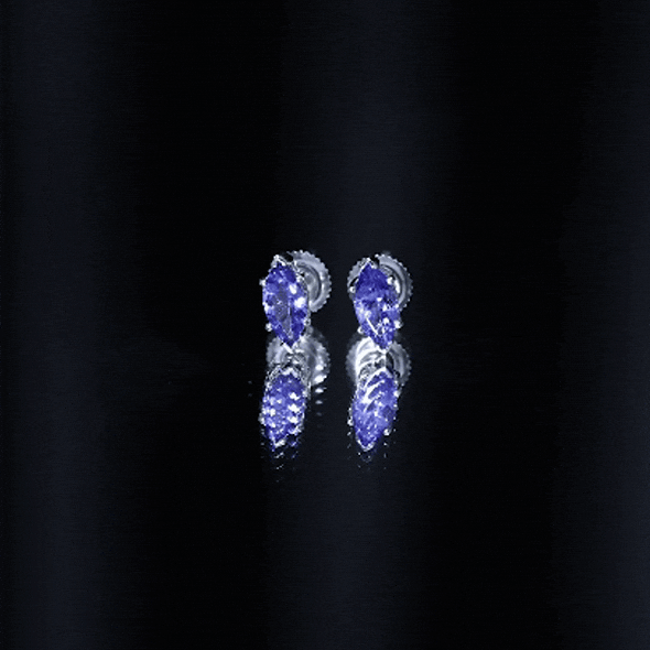 1.3 Carat Marquise Cut Tanzanite Solitaire Stud Earrings AAA - Rosec Jewels