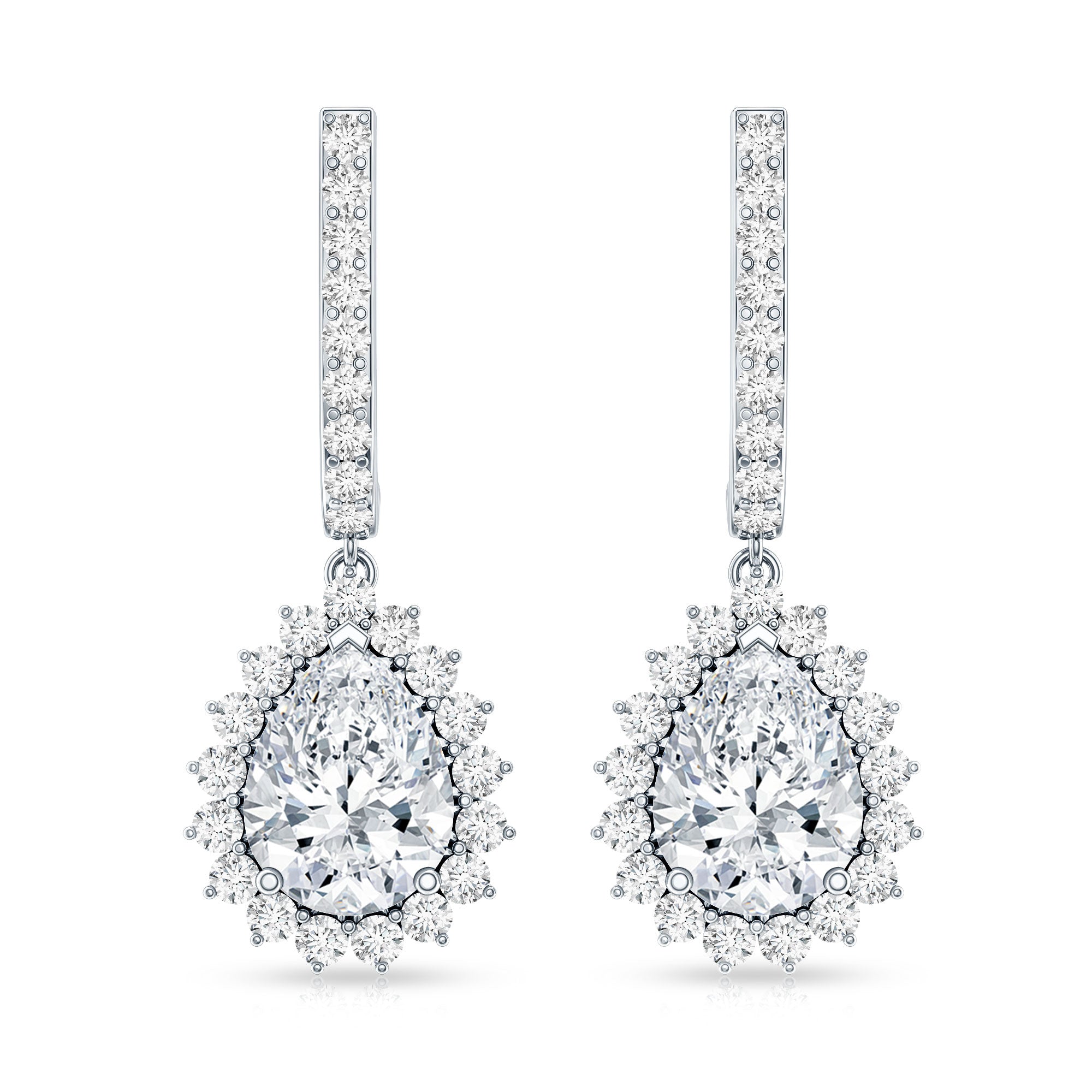 Certified Zircon Teardrop Bridal Hoop Drop Earrings AAAA - Rosec Jewels