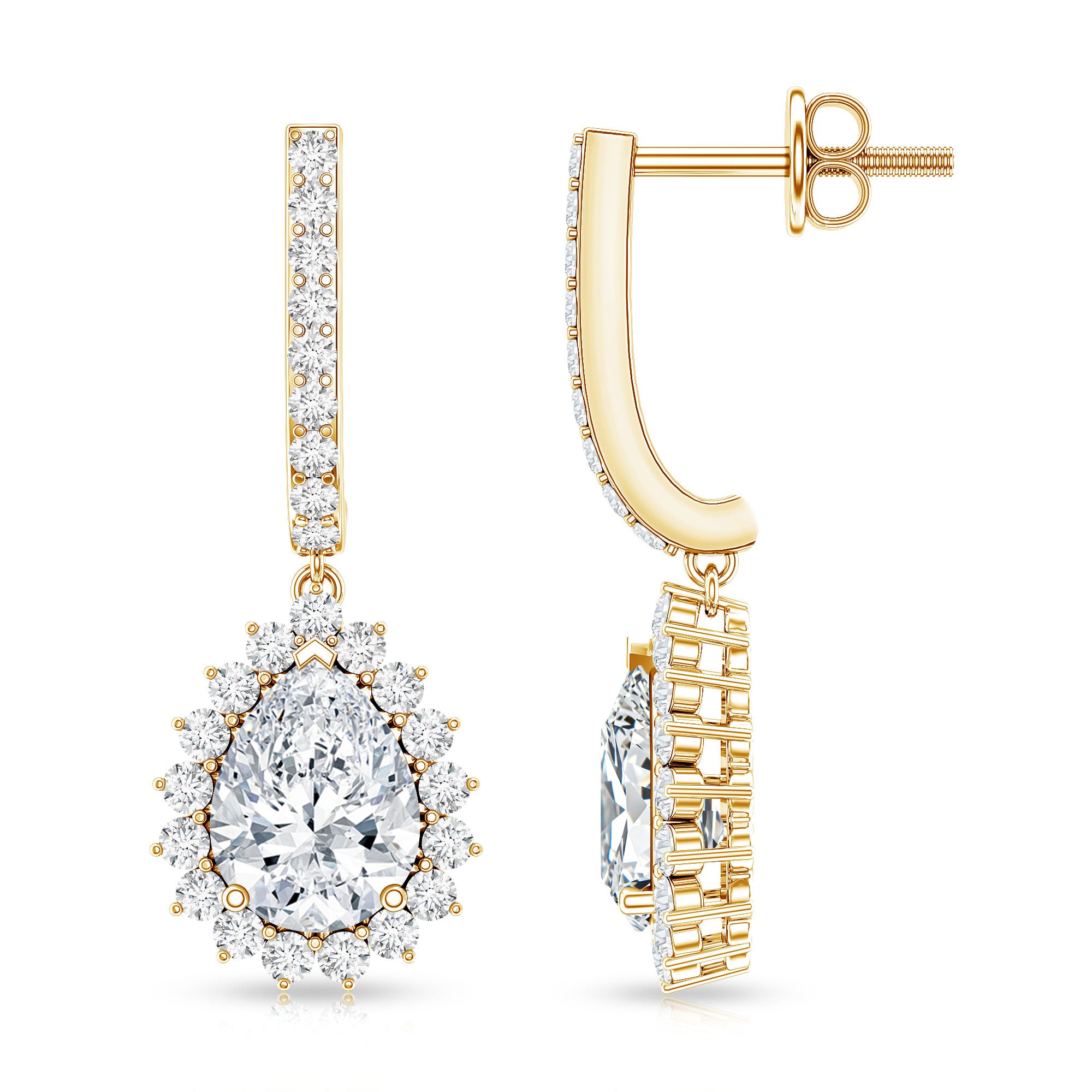 Certified Zircon Teardrop Bridal Hoop Drop Earrings AAAA - Rosec Jewels