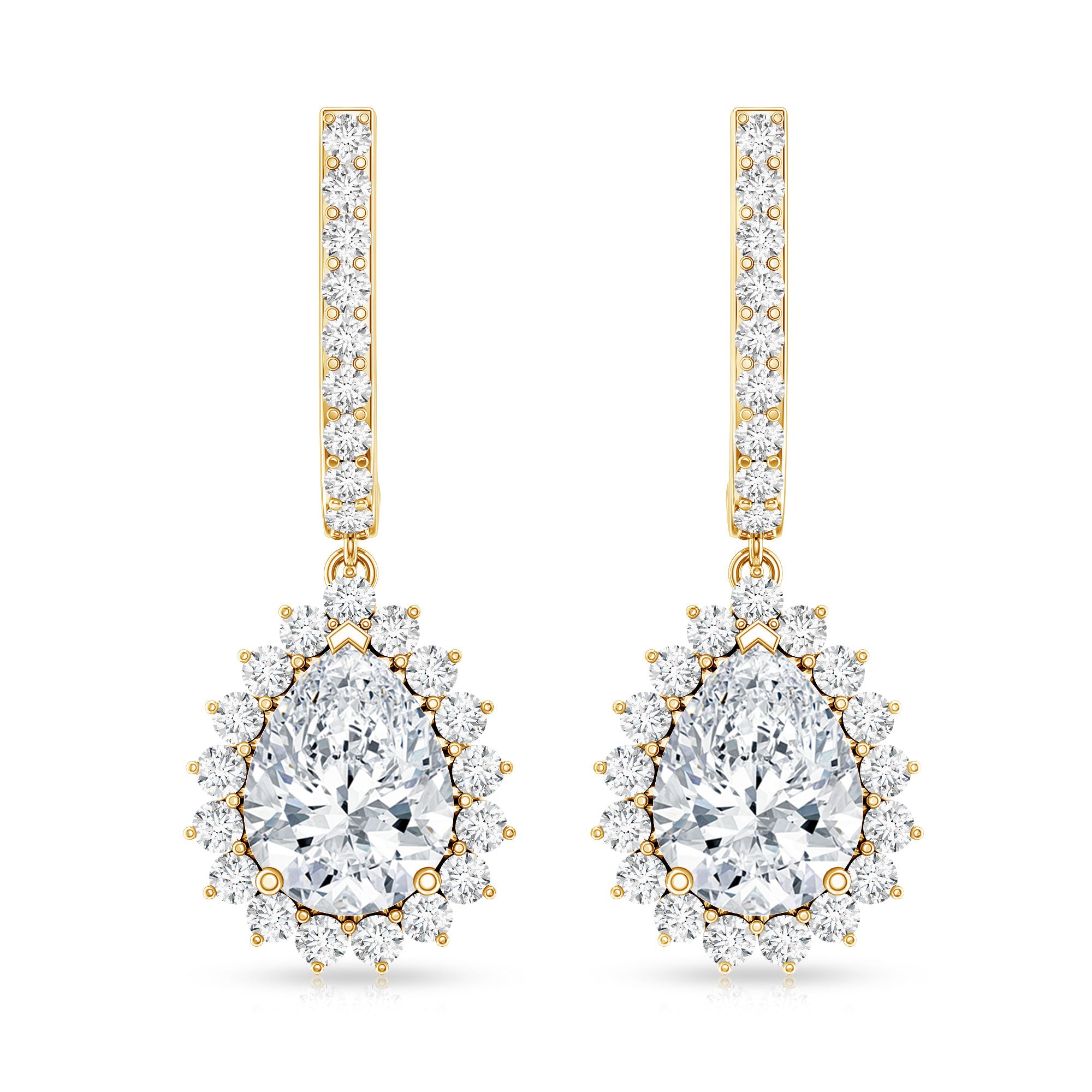 Certified Zircon Teardrop Bridal Hoop Drop Earrings AAAA - Rosec Jewels