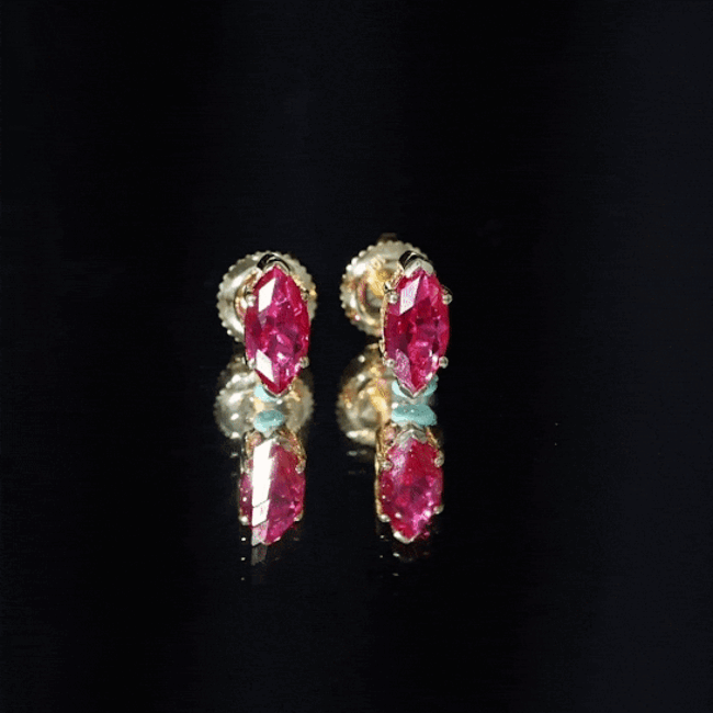 Certified Marquise Cut Lab Grown Ruby Everyday Stud Earring AAAA - Rosec Jewels