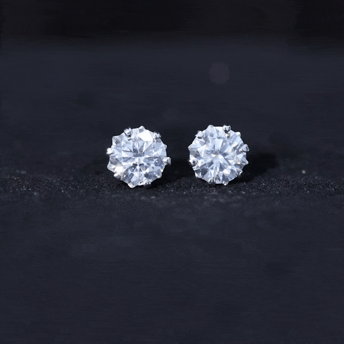 Brilliant Cut Moissanite Solitaire Stud Earrings in Decorative Setting D-VS1 - Rosec Jewels