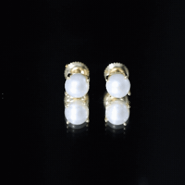 6 MM Round Freshwater Pearl Solitaire Stud Earrings AAA - Rosec Jewels