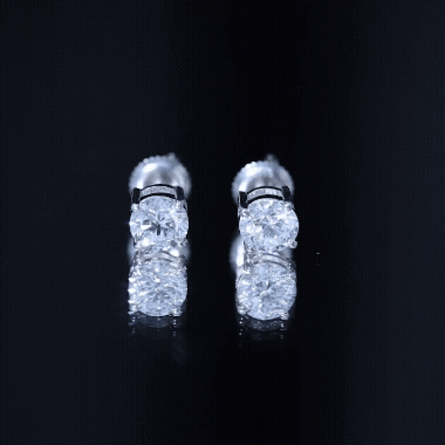 Certified 2 Carat Lab Grow Diamond Earrings with Screw Back Lab - ( EF-VS ) 14K Yellow Gold Plated Silver - Rosec Jewels