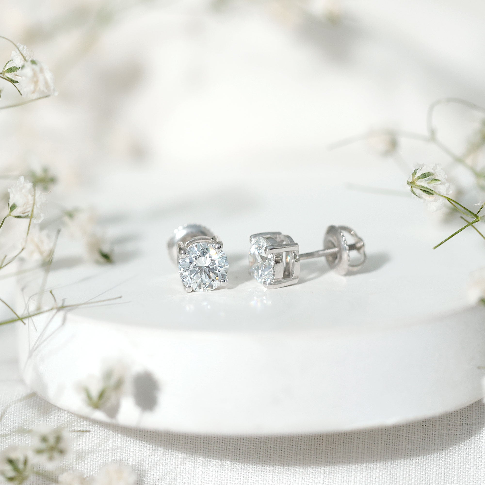 Solitaire 2 CT Lab Grown Diamond Stud Earrings with Screw Back Lab - ( EF-VS ) - Rosec Jewels