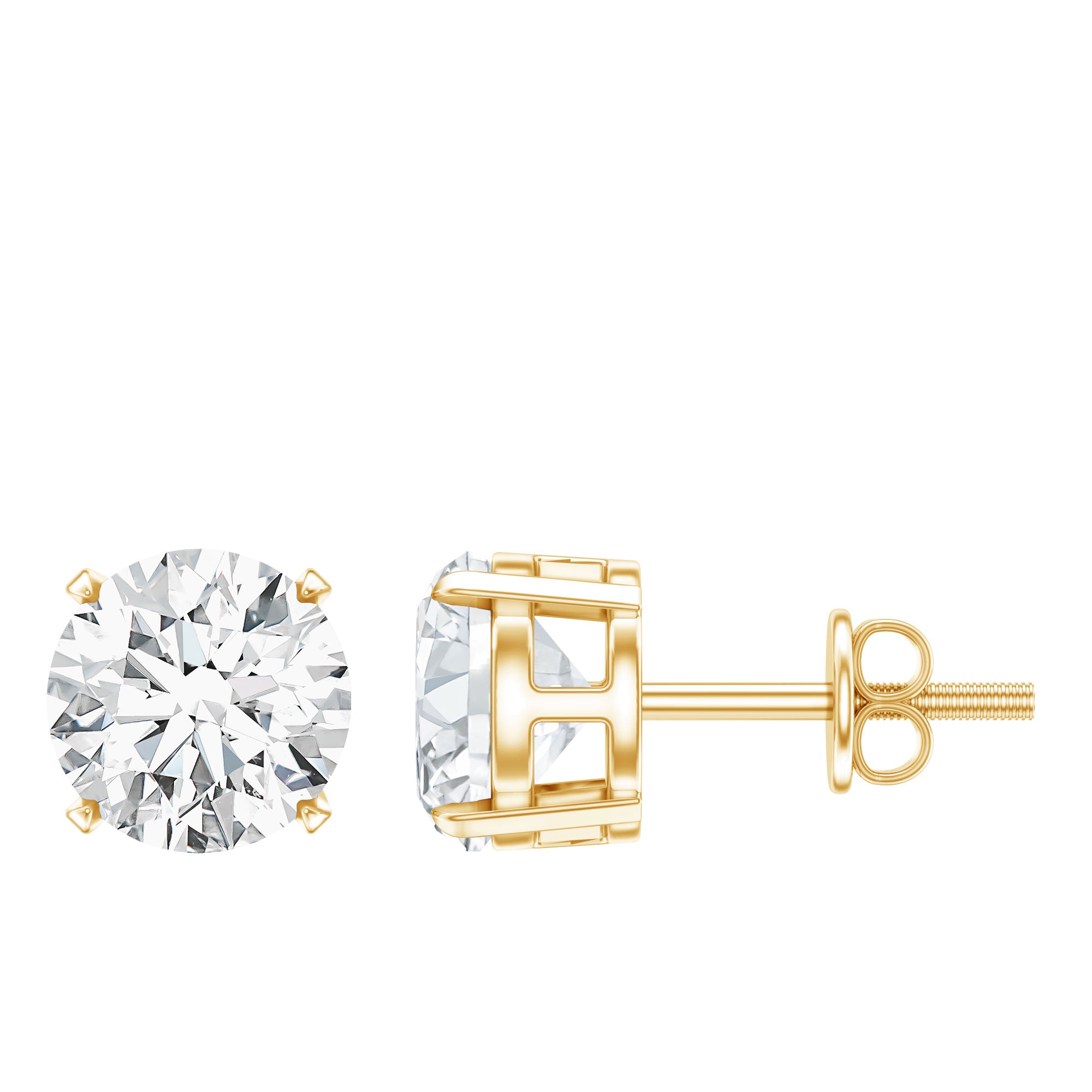Round Cut 2.5 CT Lab Grown Diamond Solitaire Stud Earrings Lab - ( EF-VS ) - Rosec Jewels