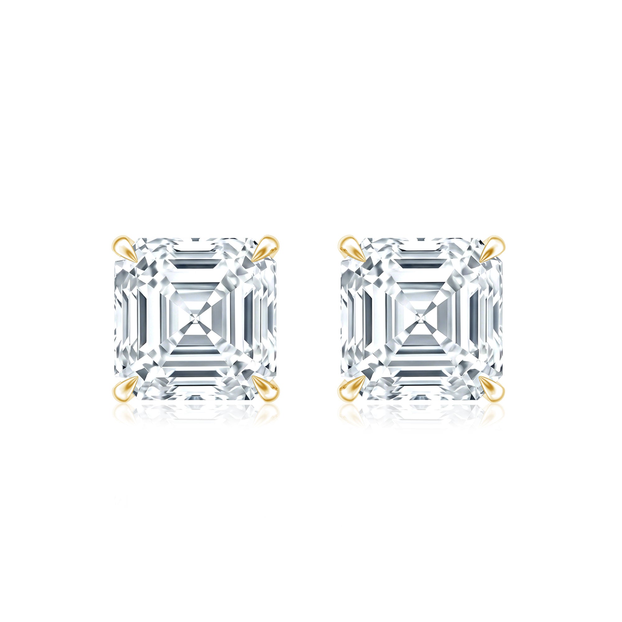 Certified 1.4 Carat Asscher Cut Lab Grown Diamond Stud Earrings Lab - ( EF-VS ) - Rosec Jewels